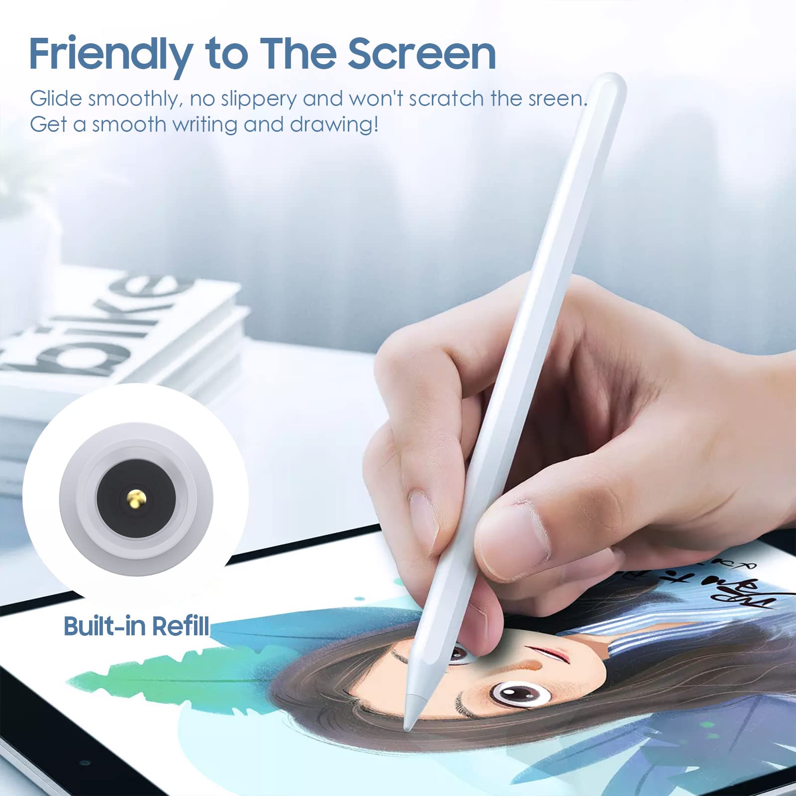 TiMOVO Apple Pencil Replacement Tips - 5 Pack, White, Precise Control for 1st/2nd Generation & USB-C, Compatible with iPad Pro/Air/Mini