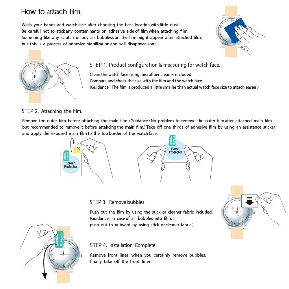 Healingshield Watch Face Protector Guard [Front 3Pcs] (37Mm(1.45In))