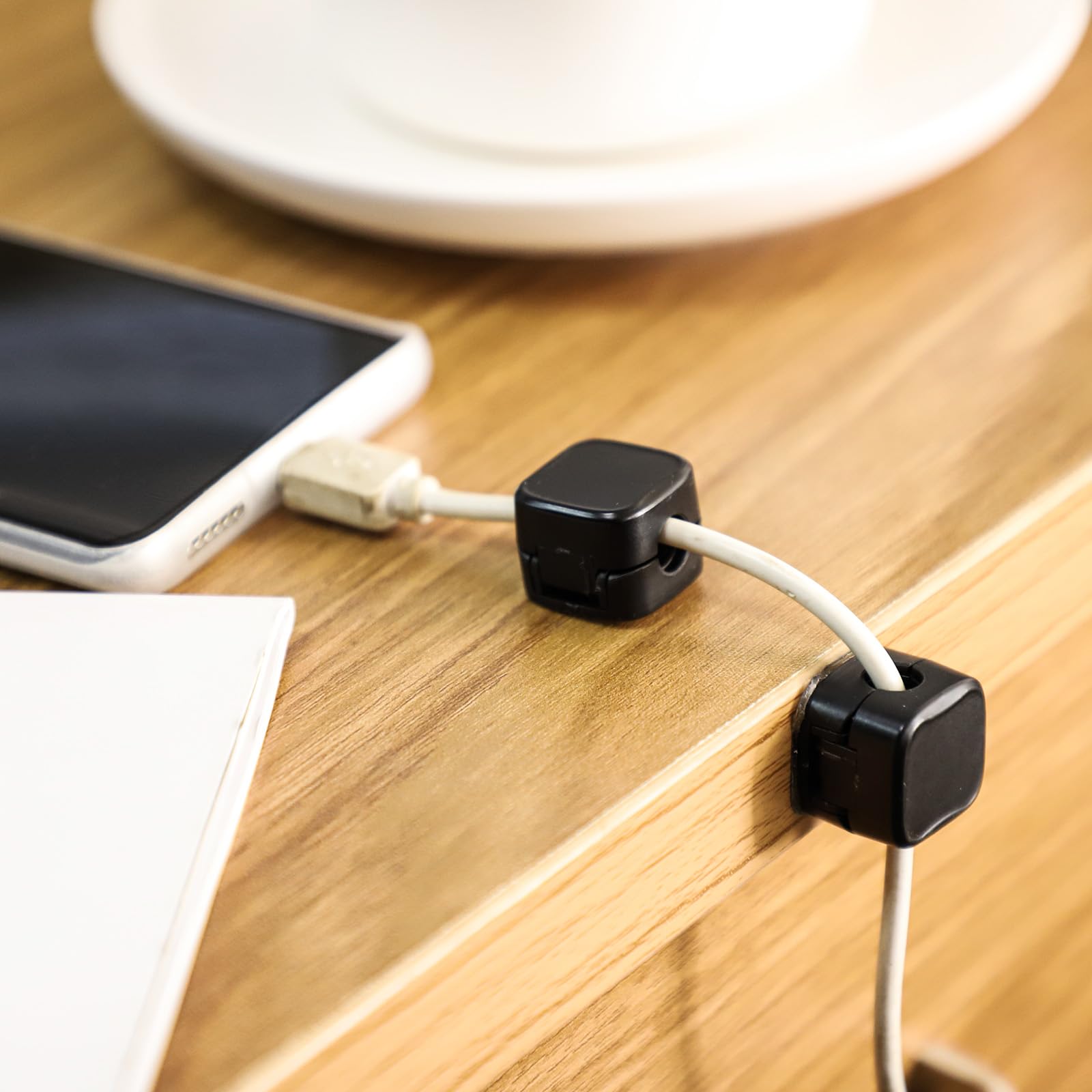 6Pcs Magnetic Cable Management Clips, Self Adhesive Cord Organizer Holder, Desk Cable Management Cord Organizer Phone Charger Wi