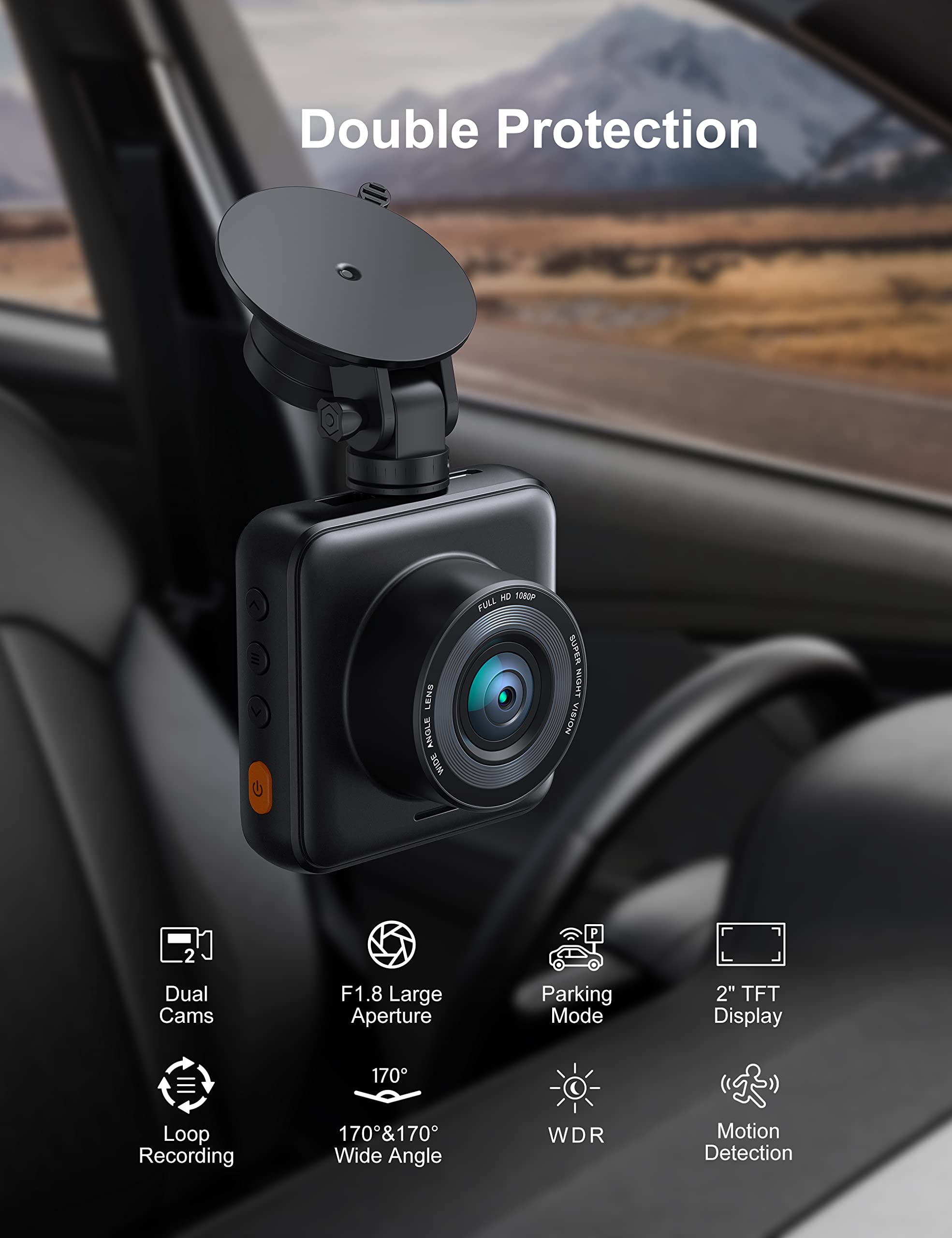 Izeeker Dash Cam Front And Rear With Sd Card, 1080P Full Hd Car Camera With Hiden Design, Dual Dash Camera For Cars With Acciden