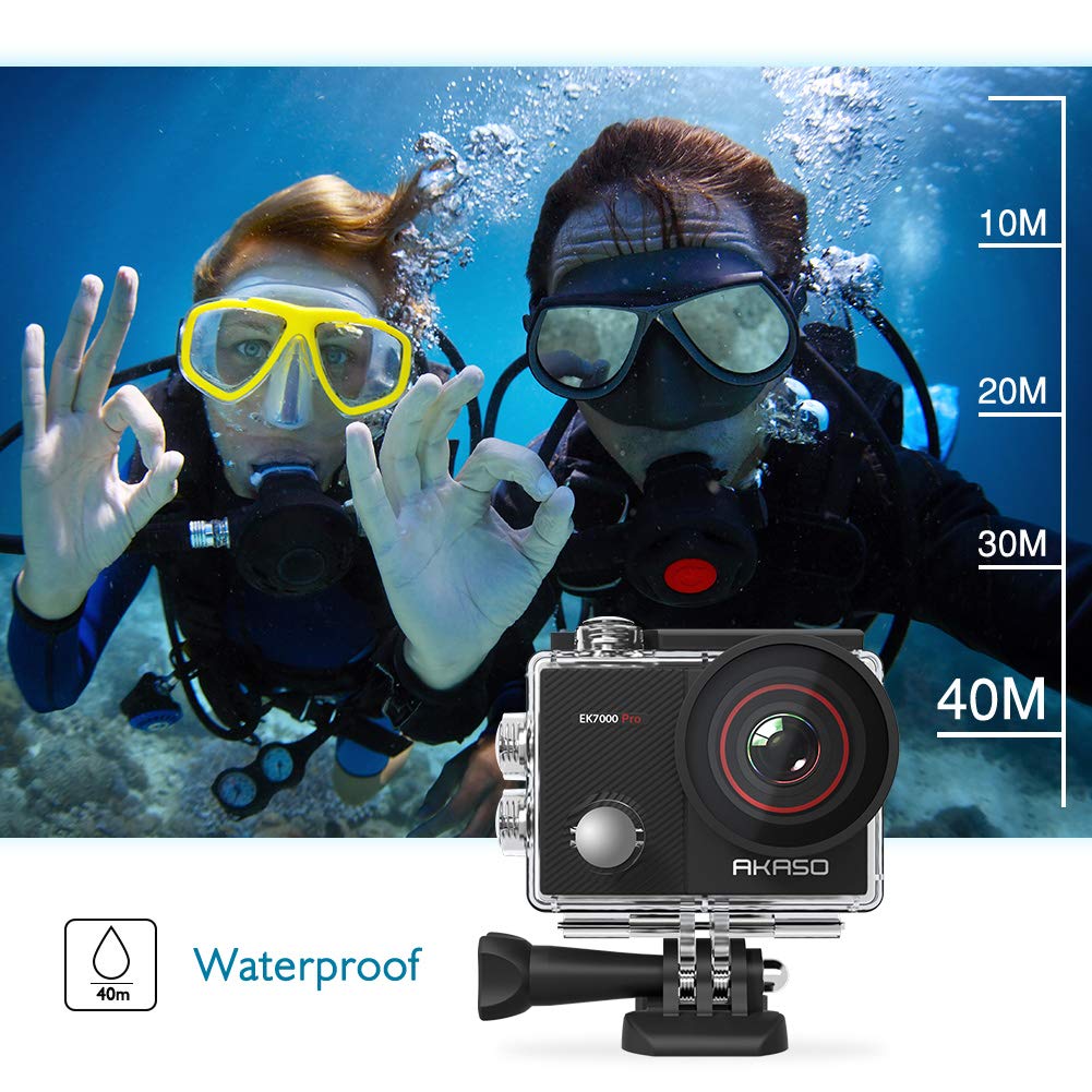 Akaso Ek7000 Pro 4K Action Camera With Touch Screen Eis 131Ft Waterproof Camera Remote Control Underwater Camera With Helmet Acc