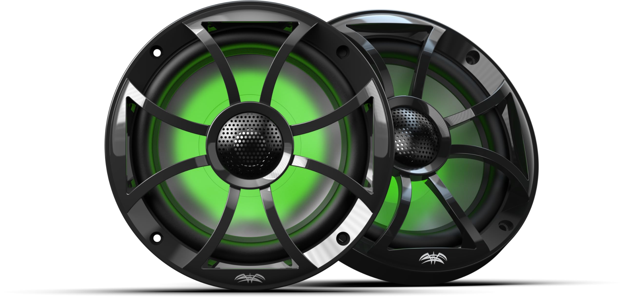 Wet Sounds | Recon 6-BG RGB | High Output Component Style 6.5 Marine Coaxial Speakers with Black Grille and RGB Backlighting