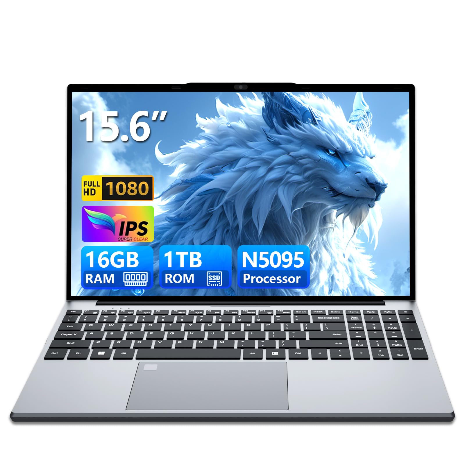 Omnica 2026 Gaming Laptop, 15.6 Laptop Computer with 16GB DDR4 1TB SSD, N5095 Quad-Core up to 2.9GHz, Lap top with Backlit KB,Fi