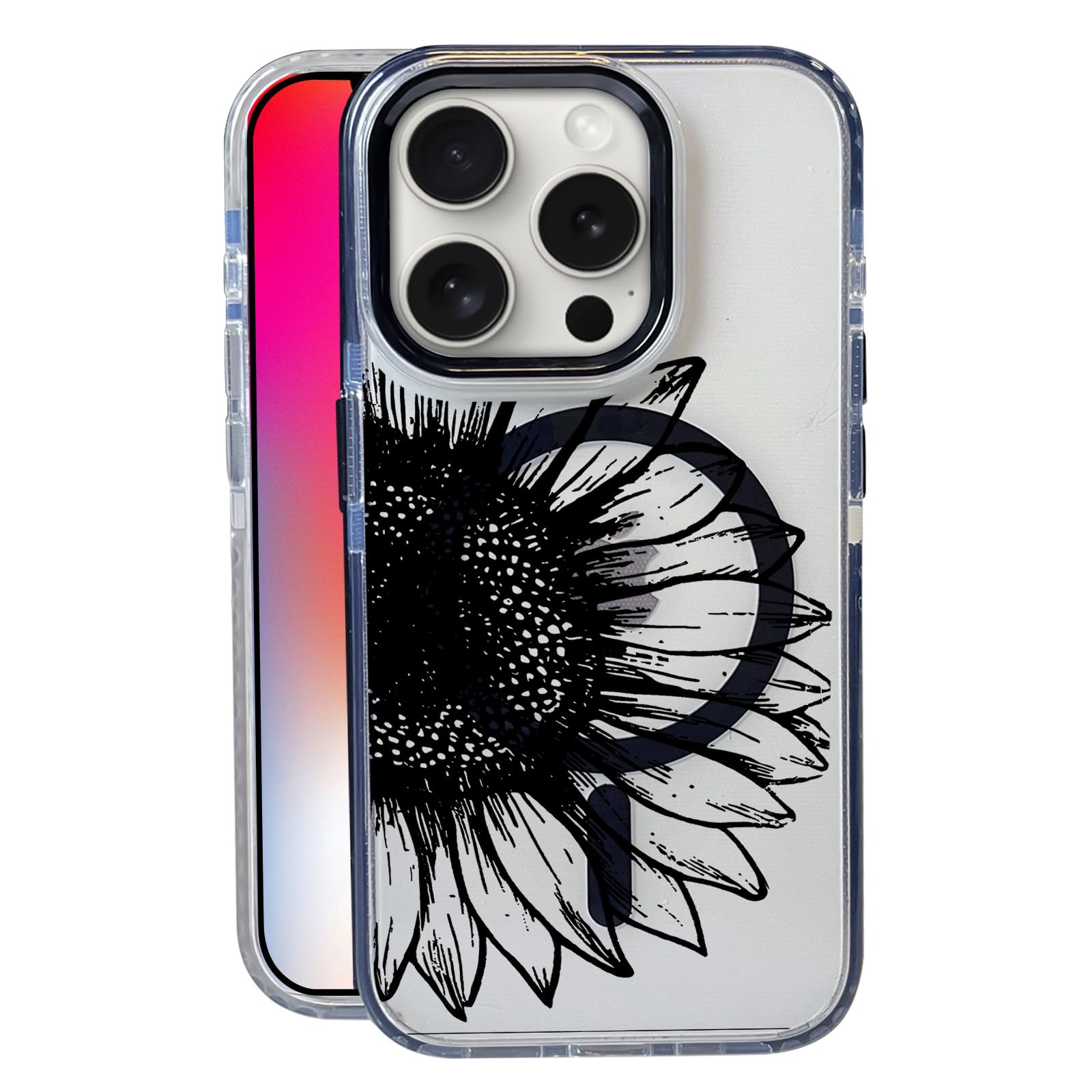 Nimeey Sunflower for iPhone 16 Pro Max Case,MagSafe Compatible,Matte Soft Slim Shockproof Cover,Anti-Fingerprint,Anti-Yellowing,