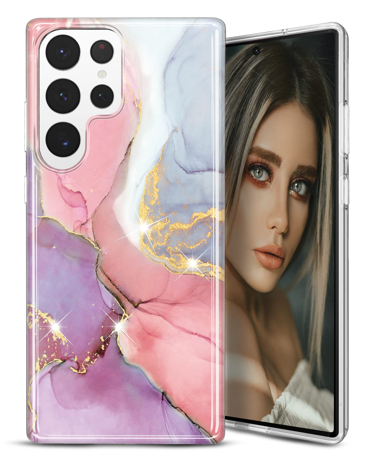 Jiaxiufen Galaxy S23 Ultra Case Gold Sparkle Glitter Marble Slim Shockproof Tpu Soft Rubber Silicone Cover Phone Case For Samsun