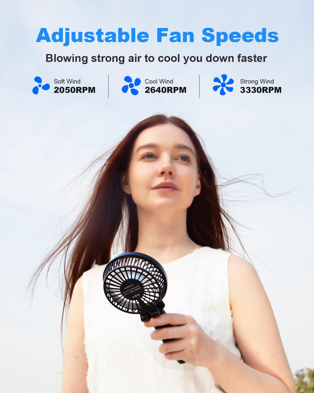 Tripole Handheld Fan Portable Mini Fan, 3 Speeds Foldable Small Personal Fan, Rechargeable Usb Desk Fan, Powerful Hand Held Fan