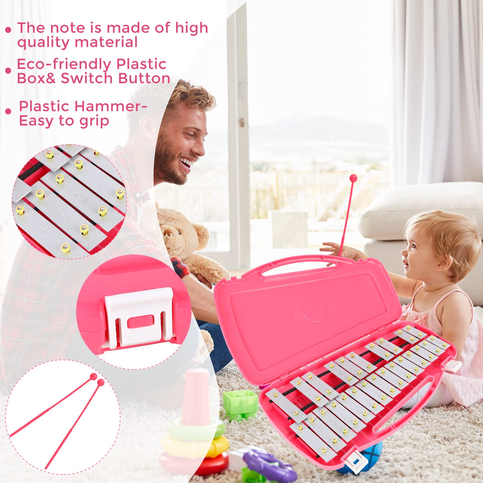 Eastrock Xylophone, 25 Notes Glockenspiel Xylophone For Kids, Professional Xylophone Instrument Music Teaching, Gifts