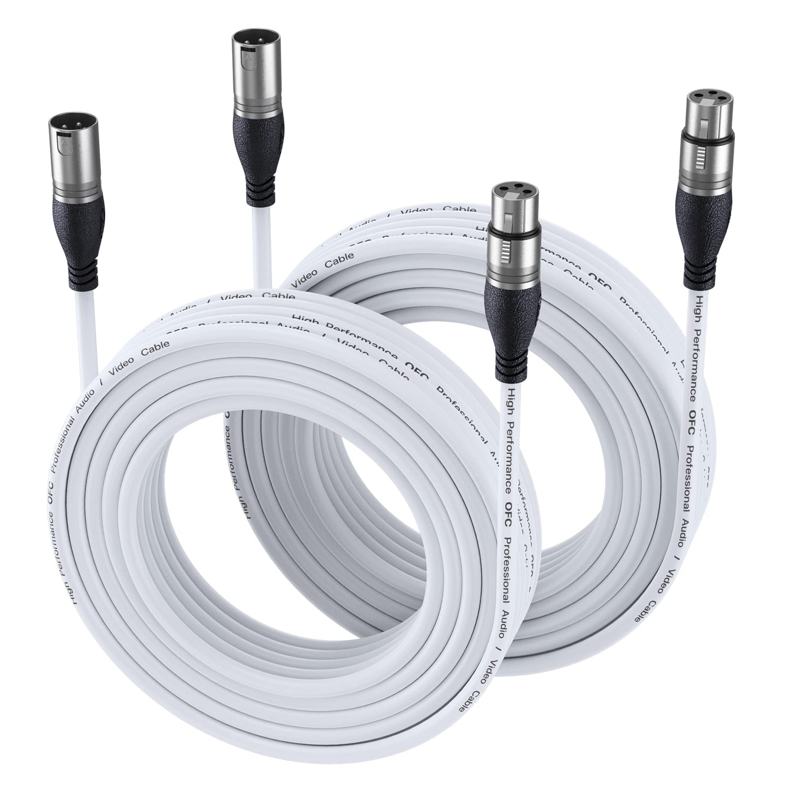 Ebxya Xlr Cable 50Ft 2 Packs   Premium Balanced Microphone Cable With 3 Pin Xlr Male To Female Mic Speaker Cable, White