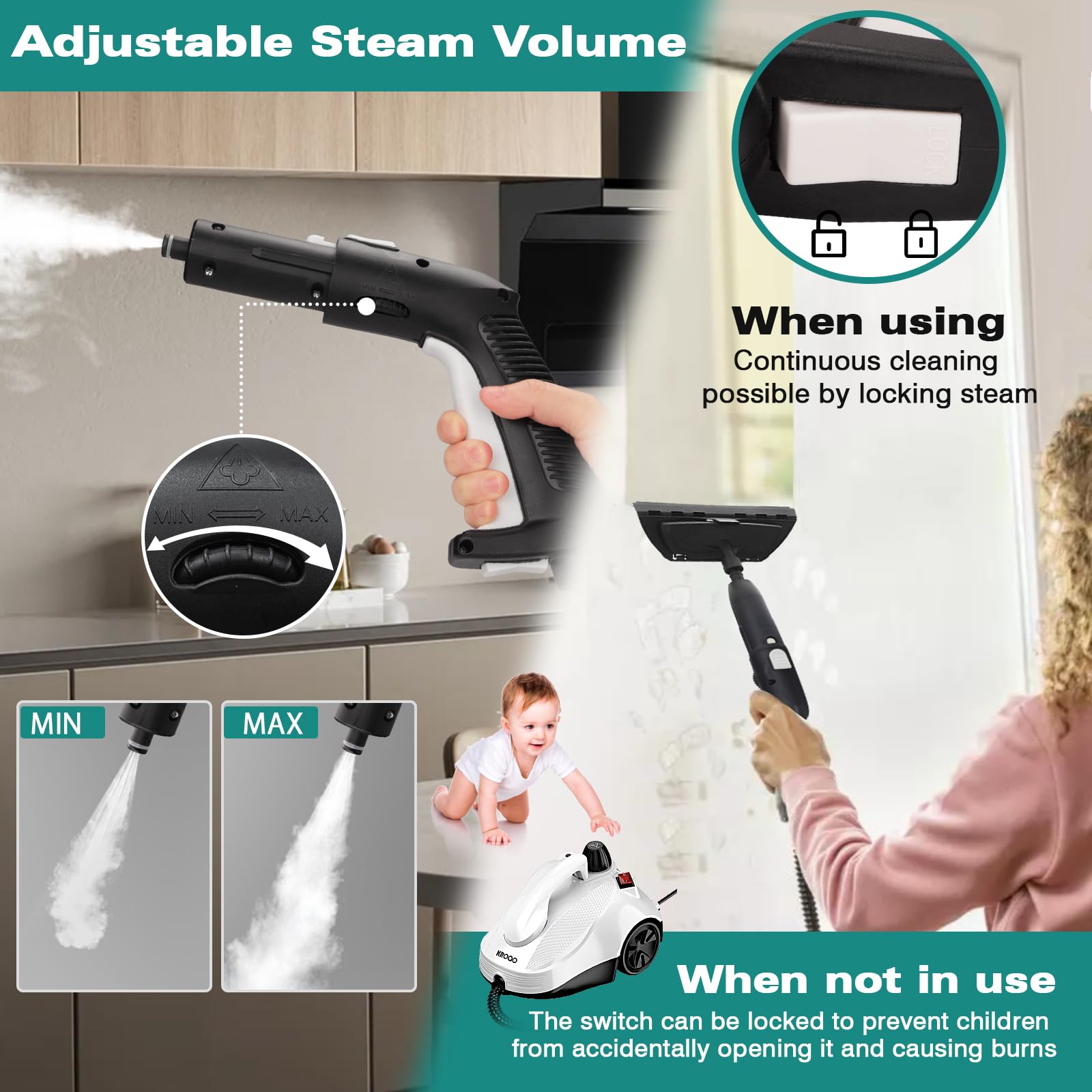Steam Cleaner, Steam Mop With 23 Accessories, Powerful Multipurpose Portable Steamer For Cleaning To Remove Grime, Grease, For M