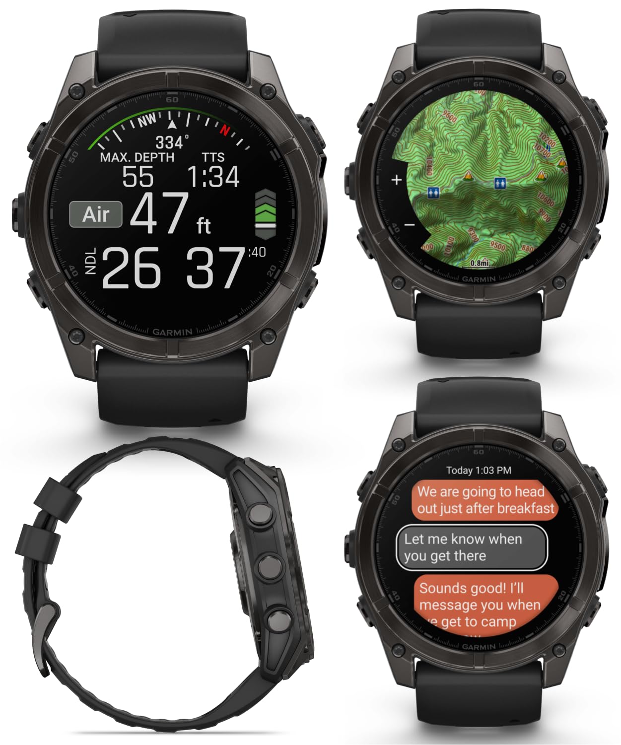 Wearable4U Garmin Fenix 8 51 Mm, Amoled Multisport Gps Smartwatch, Sapphire, Carbon Gray Dlc Titanium With Black/Pebble Gray Sil