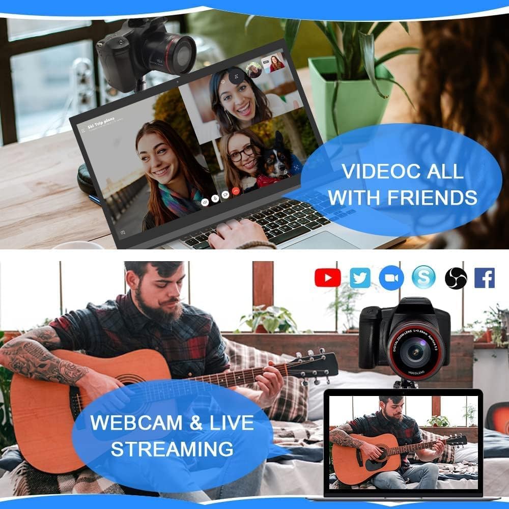 Edealz Digital Camera, 16 Mp Photo Camera Mini Digital Slr Camera, Cmos Sensor 2.4 Tft Lcd Compact With 32Gb Sd Card, Card Holde