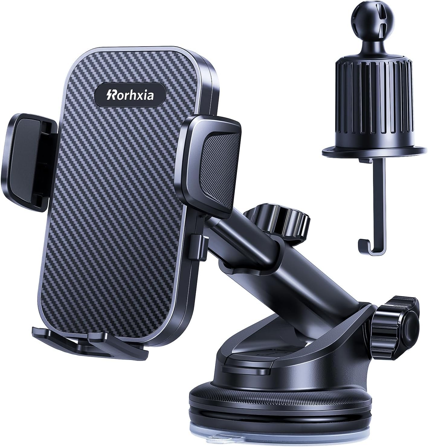 Rorhxia [2025 Most Stable & Flexible Suction Cup] 3-In-1 Car Phone Holder, Cell Phone Car Mount Fit For Vent/Dashboard/Windshiel