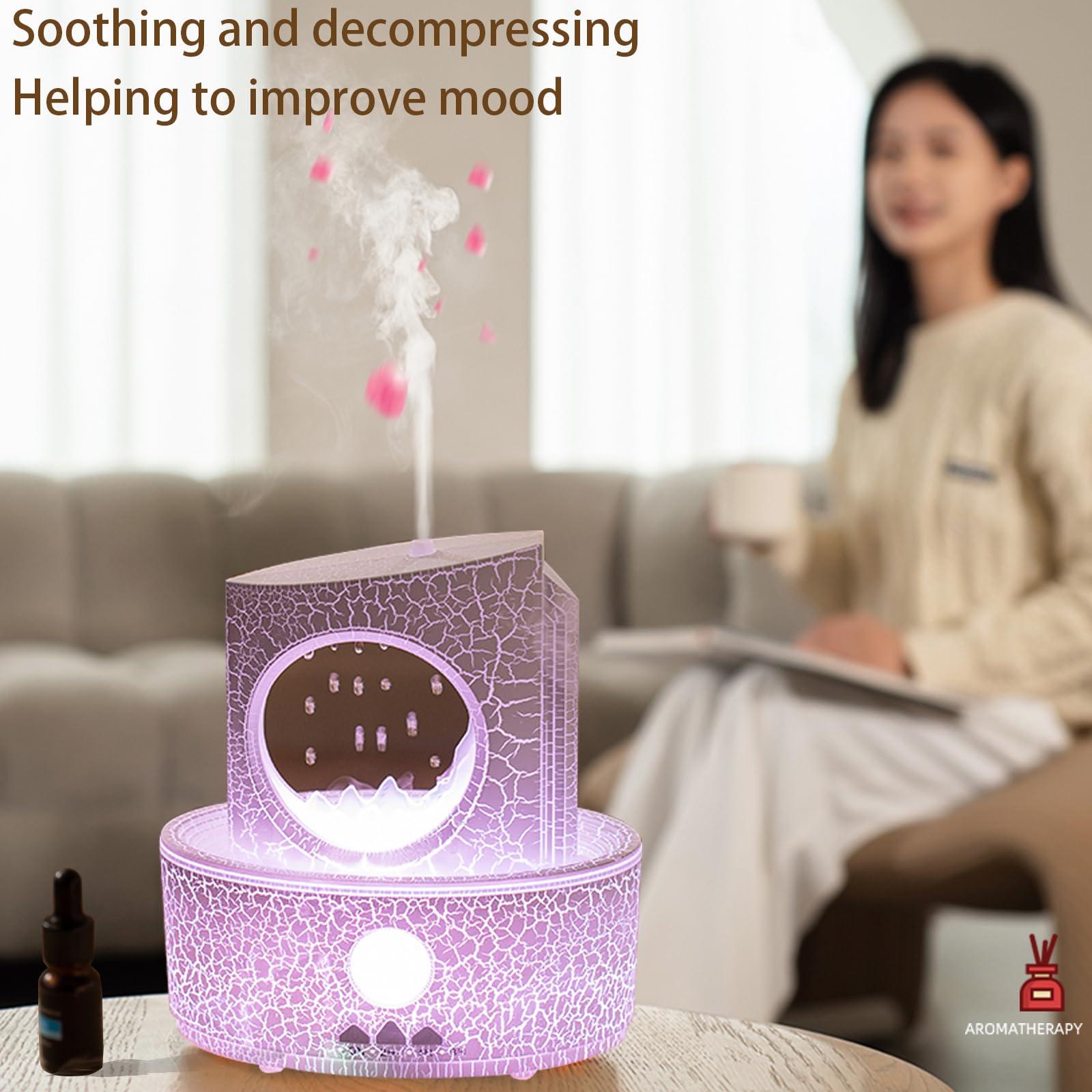 Raindrop Humidifiers For Bedroom,300Ml Ultrasonic Small Humidifier, Aromatherapy Essential Oil Vaporizer, Essential Oil Diffuser