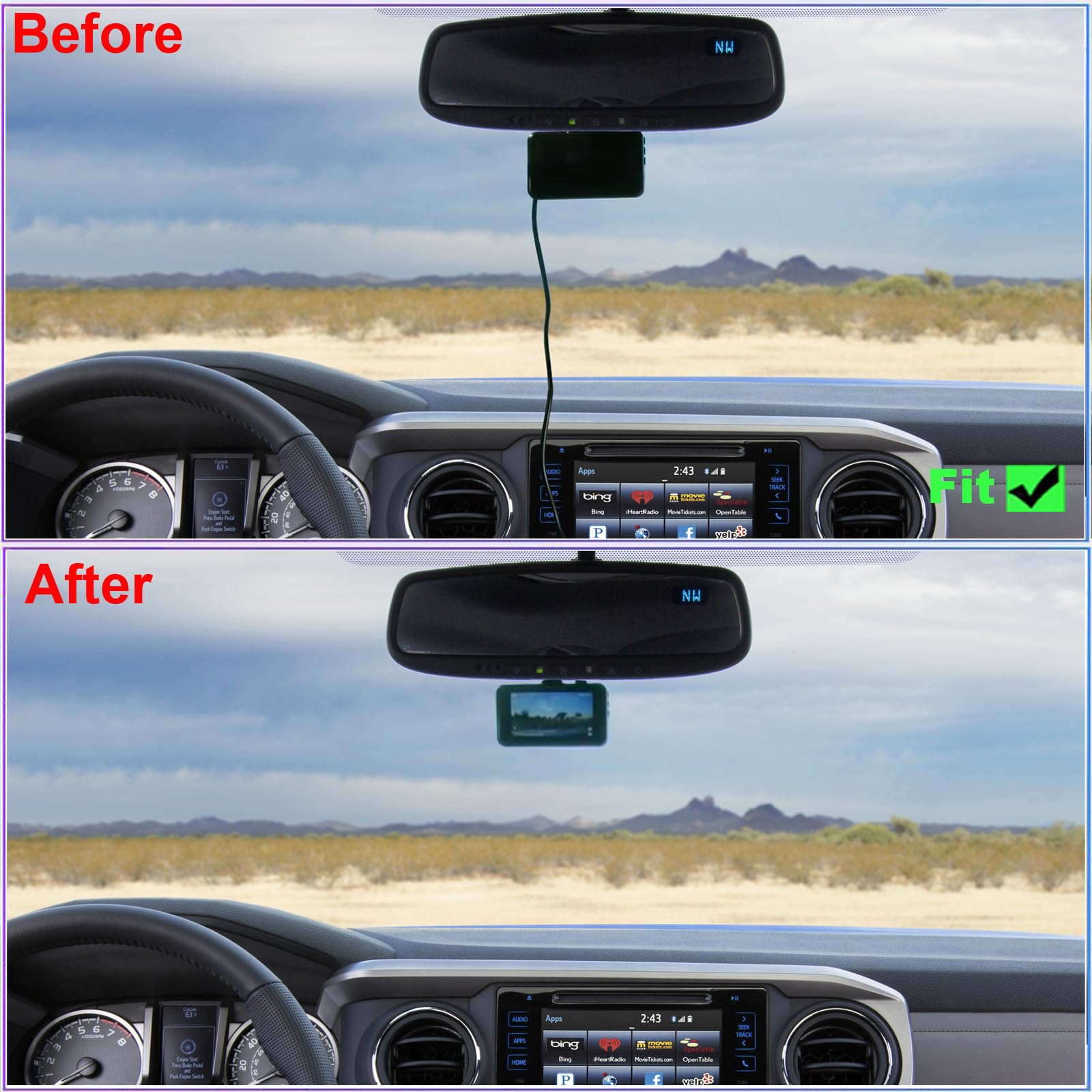 Ssxie Dash Cam Adapter For Dodge Ram 1500/2500/3500 2013+,Challenger 2014+,Jeep Grand Cherokee 2014+ And More Select Models,Fir