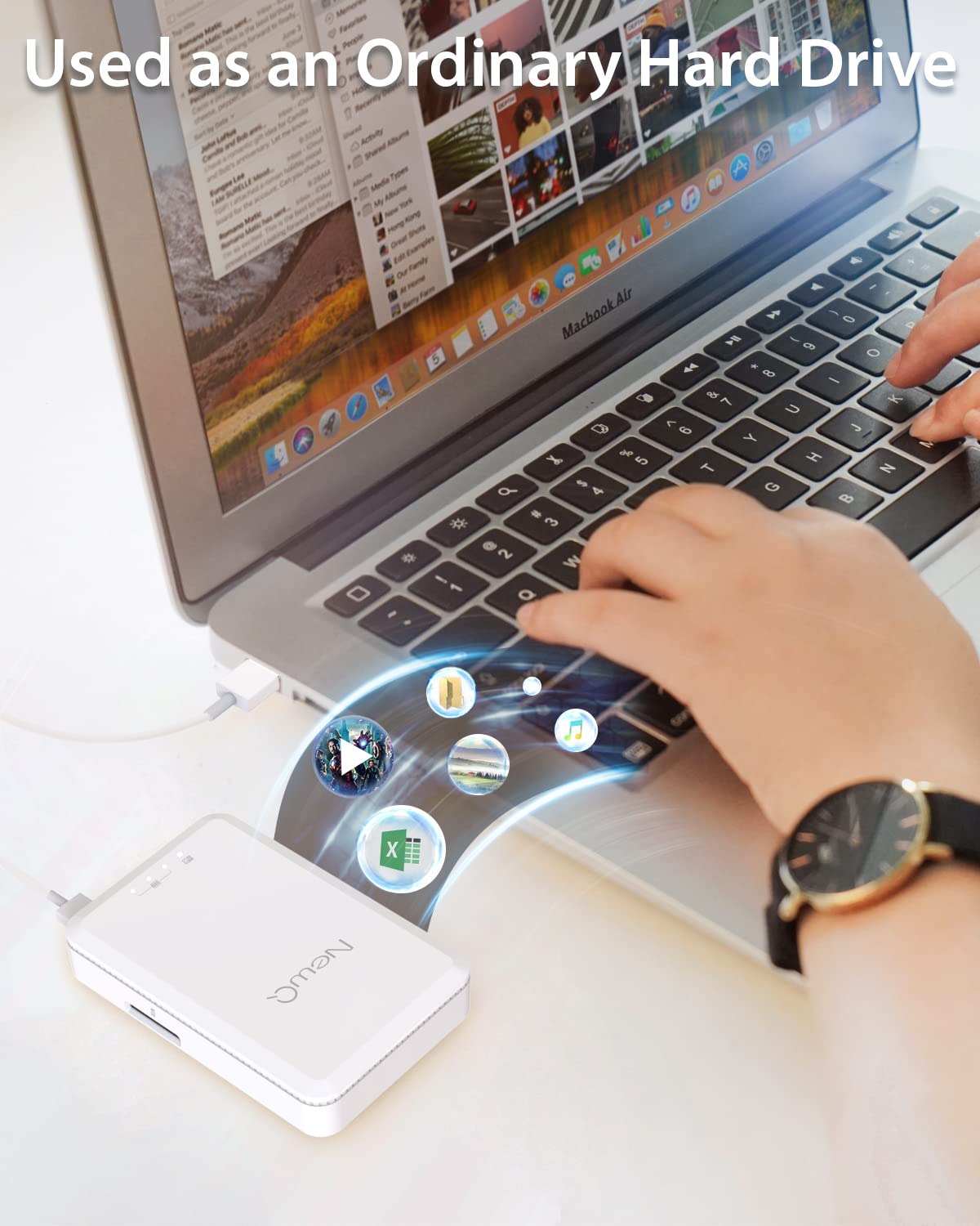 Newq 1Tb External Hard Drive For Iphone, Ipad, Macbook   Usb 3.0, 2.0, 2.0 3.0   Compatible With Ios & Android, Store Photos, Vi