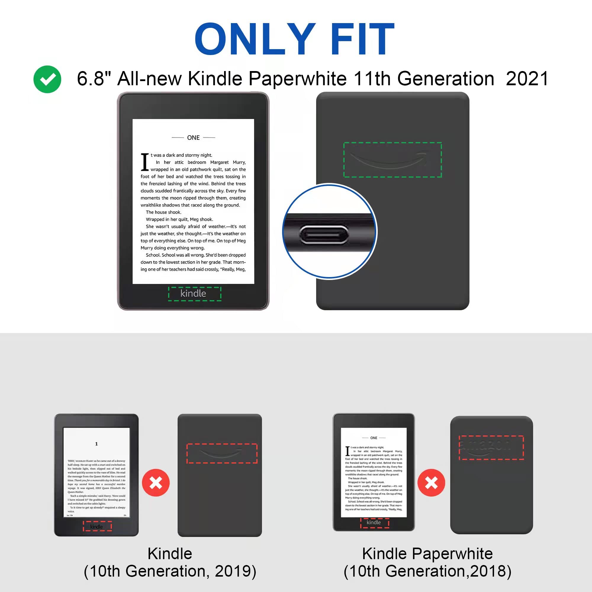 Tiorecime Case For Kindle Paperwhite 11Th Generation 6.8'' And Kindle Paperwhite Signature Edition 2021 Release, All New Pu Leat