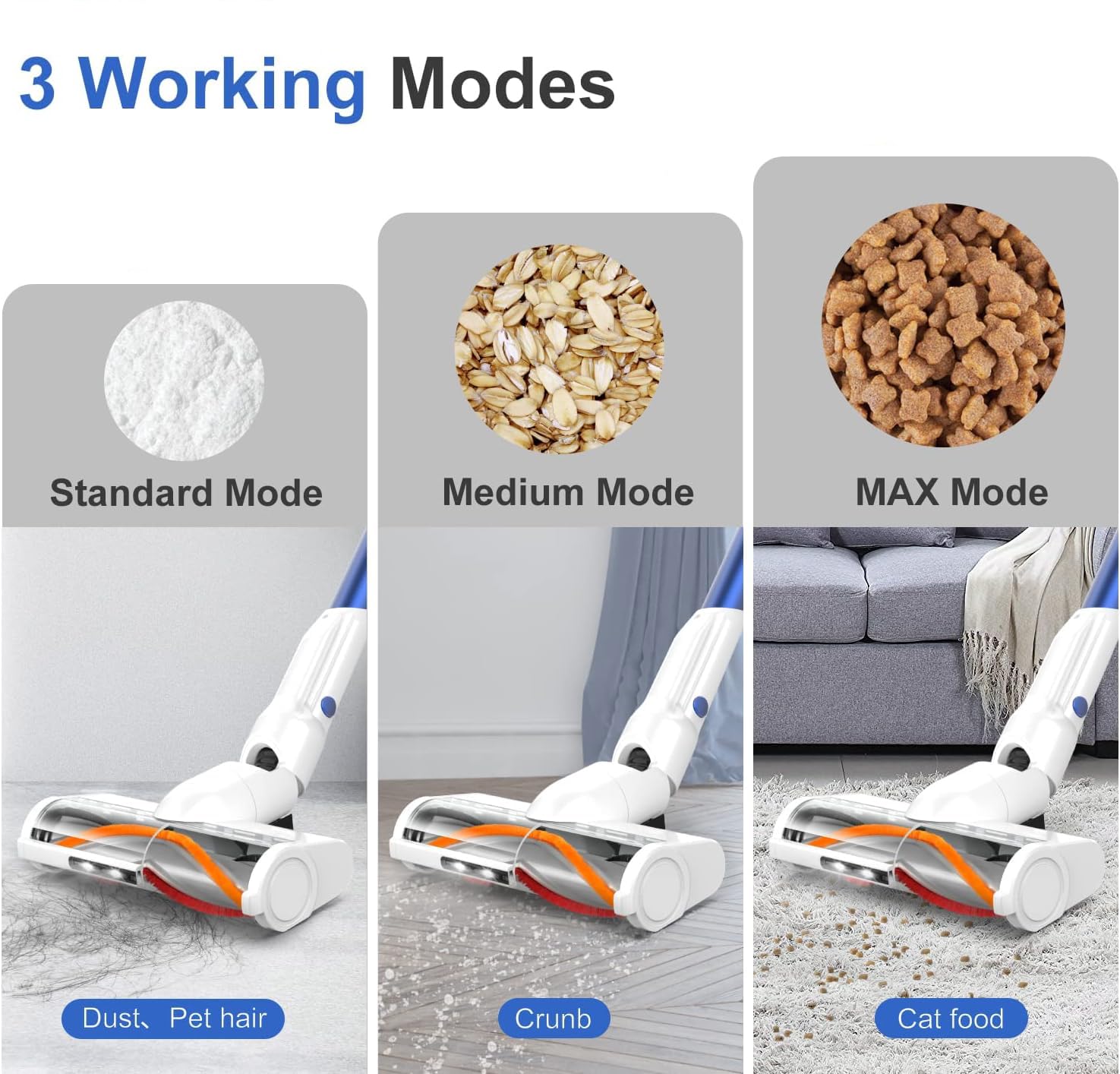 Whall Cordless Vacuum Cleaner, Upgraded Strong Suction Brushless Motor Cordless Stick Vacuum Cleaner,Lightweight Handheld Vacuum