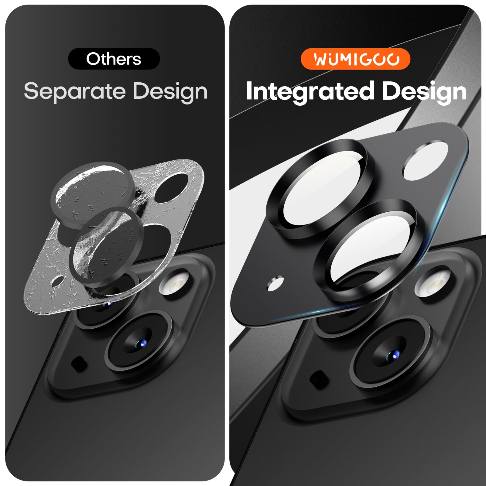 Wumigoo Camera Lens Protector For Iphone 15/Iphone 15 Plus/Iphone 14/Iphone 14 Plus, Aluminum Alloy Tempered Glass Camera Cover