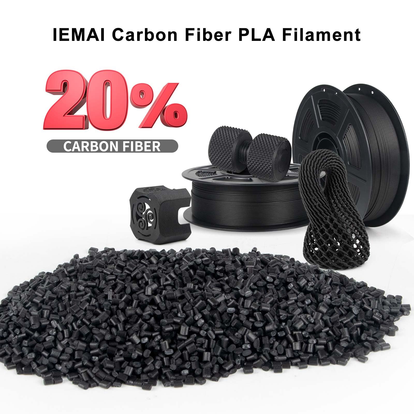 Iemai Carbon Fiber Pla Filament 1.75Mm, Lightweight & High Strength Pla Cf 3D Printer Filament, Excellent Layer Adhesion Matte B