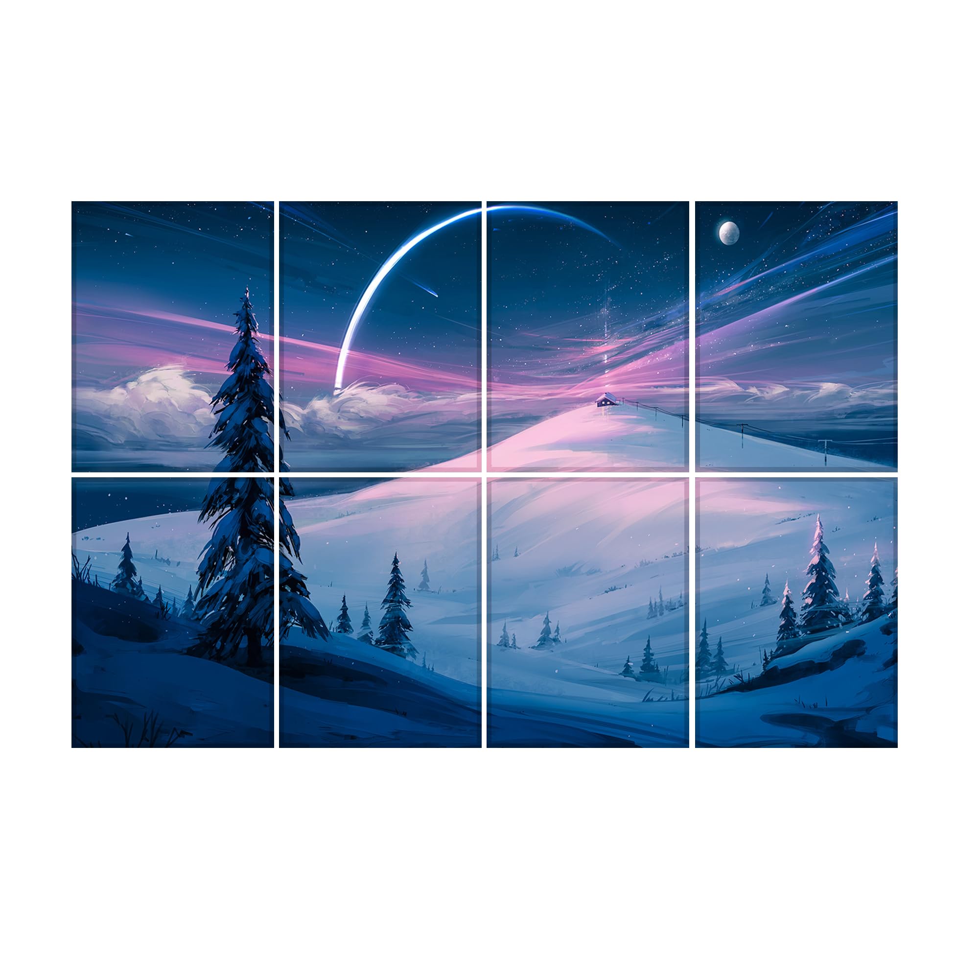 Bubos 8 Pack Art Acoustic Panels Self Adhesive Soundproof Wall Panels,48X32Inches Sound Absorbing Panels,Decorative Acoustical W