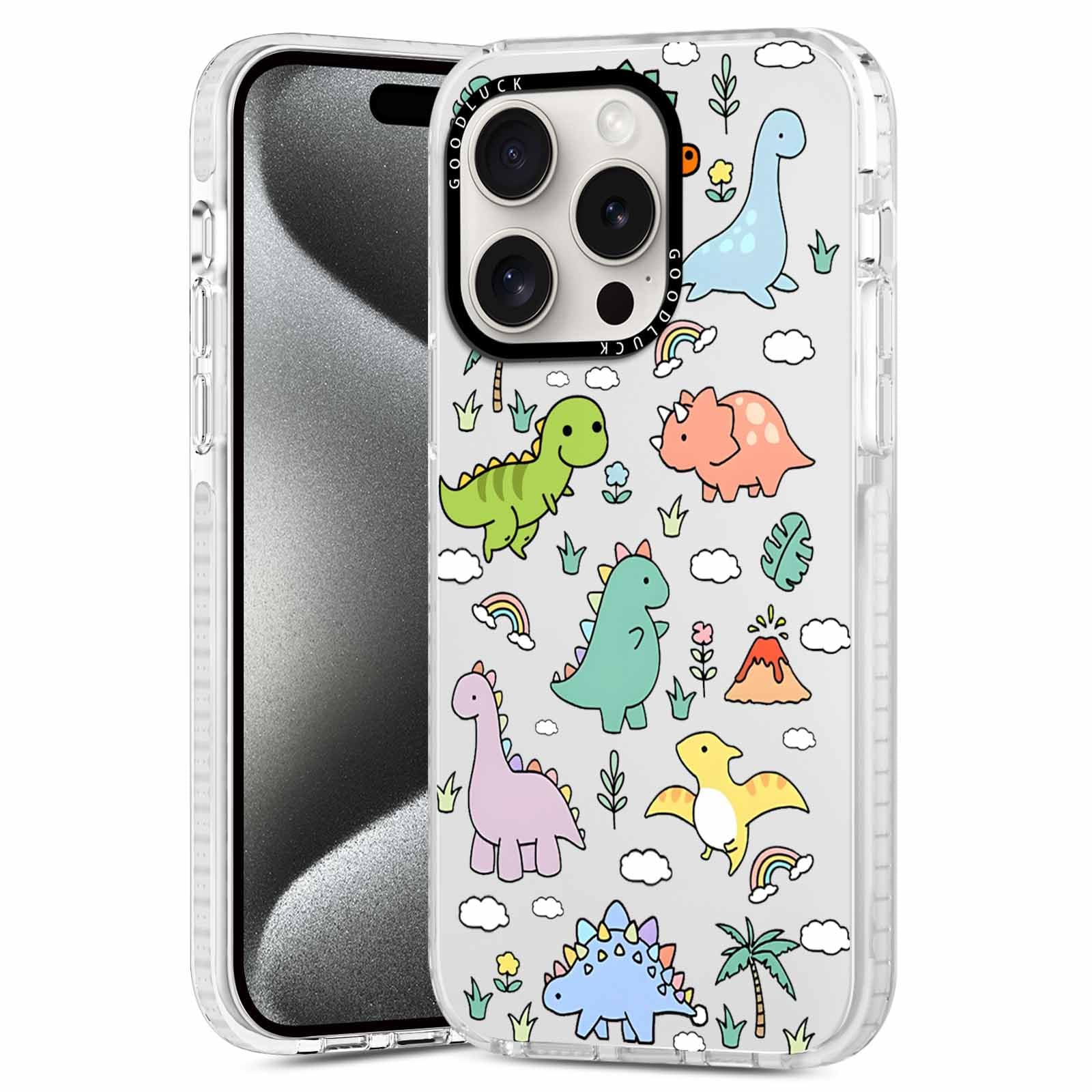 Rumdey 2 Pack Cute Clear Cartoon Animals Dinosaur Phone Case For Iphone 16 Pro Max 6.9'', Aesthetic Trendy Soft Fashion Protecti