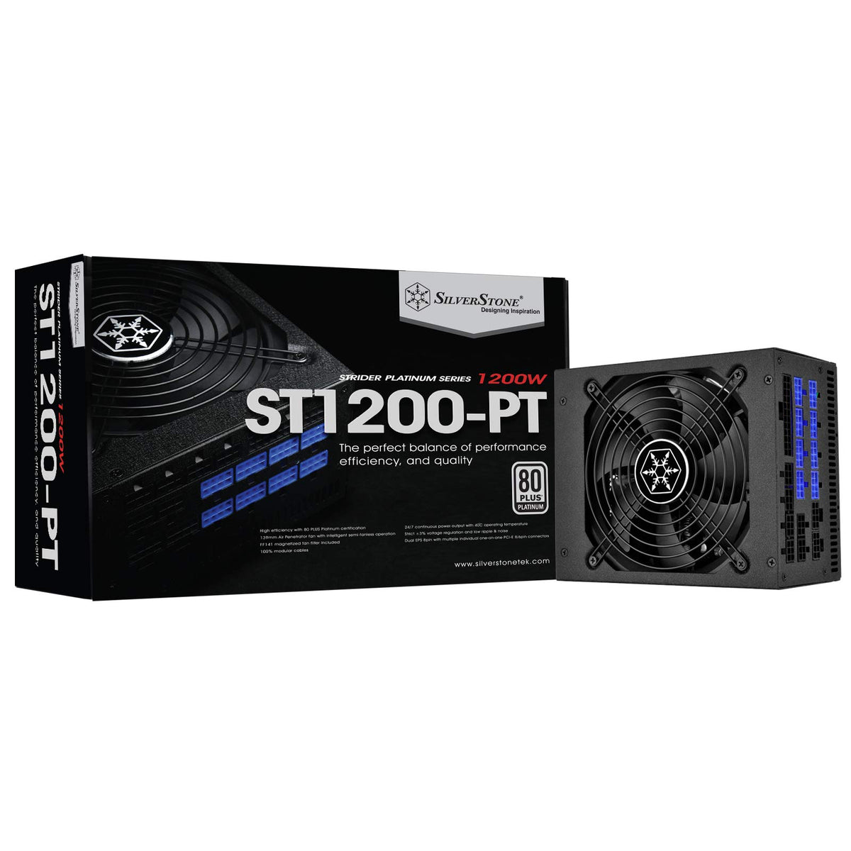 Silverstone Technology St1200 Pt 80 Plus Platinum 1200W Fully Modular Atx/Ps2 Power Supply Sst St1200 Pt X Black