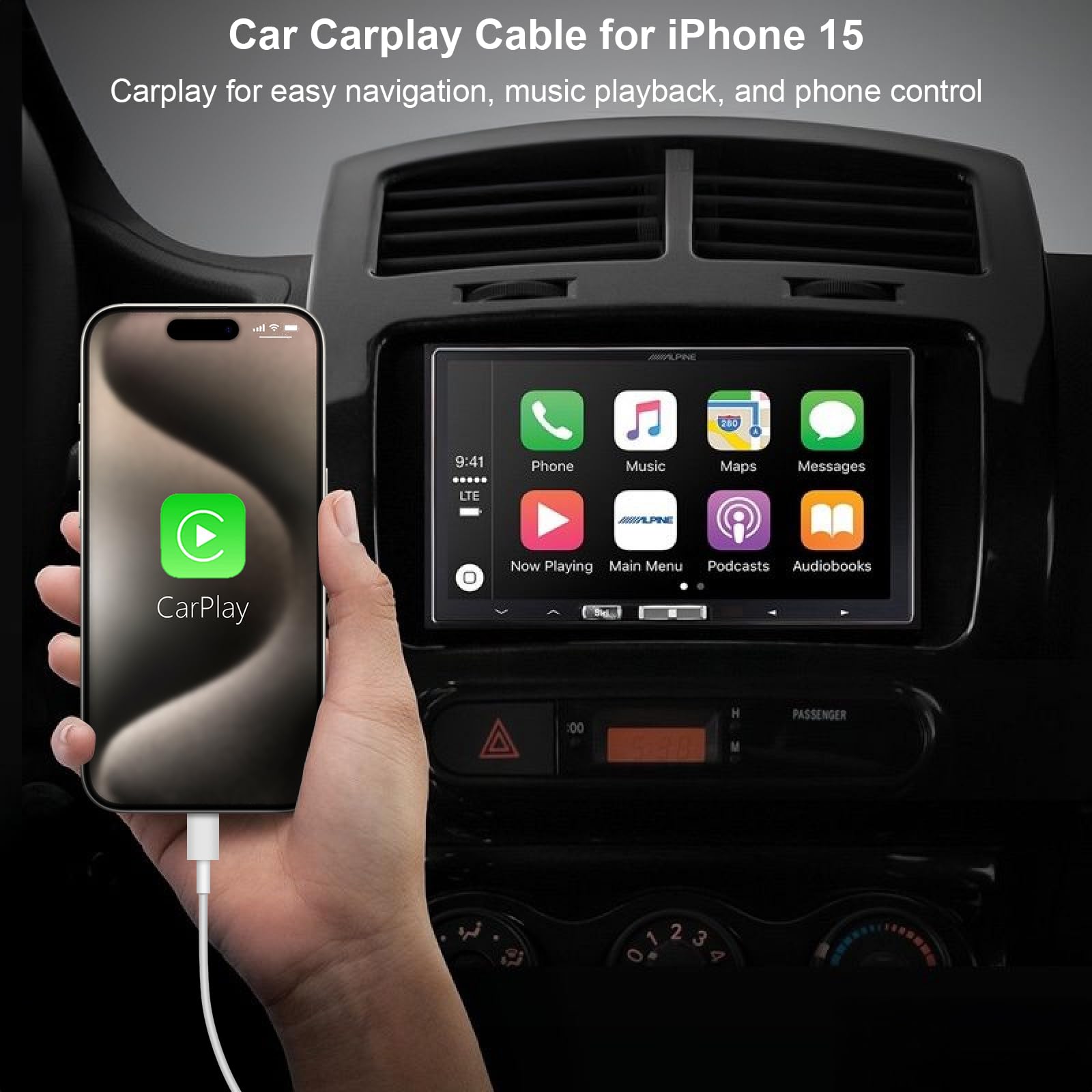Usb To Usb C Cable Carplay, 5 Ft Carplay Cable Car Charger Cord, Usb A To Usb C Cable Compatible With Iphone 15,15 Pro Max 15 Pl