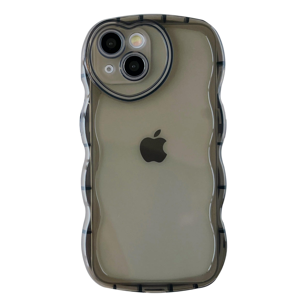 Caseative Curly Wave Shape Love Heart Camera Lens Protection Clear Soft Compatible With Iphone Case (Black,Iphone X/Xs)