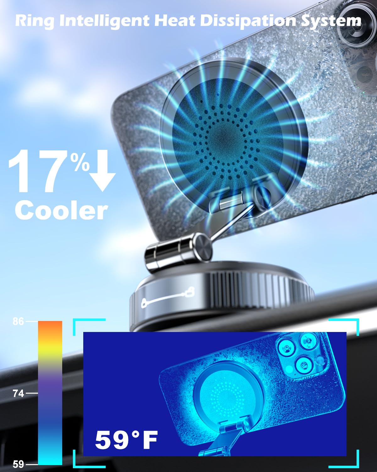 Cloudvalley 15W Magnetic Wireless Car Charger Mount, Nano Gel Vacuum Suction Cup Phone Holder For Dashboard & Windshield, Foldab