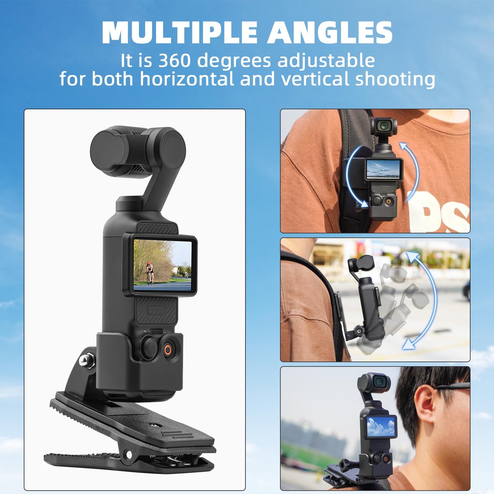 Flymile Backpack Clip Mount For Dji Osmo Pocket 3(With Expansion Adapter),Quick Release Shoulder Strap Holder For Gopro/Action 4