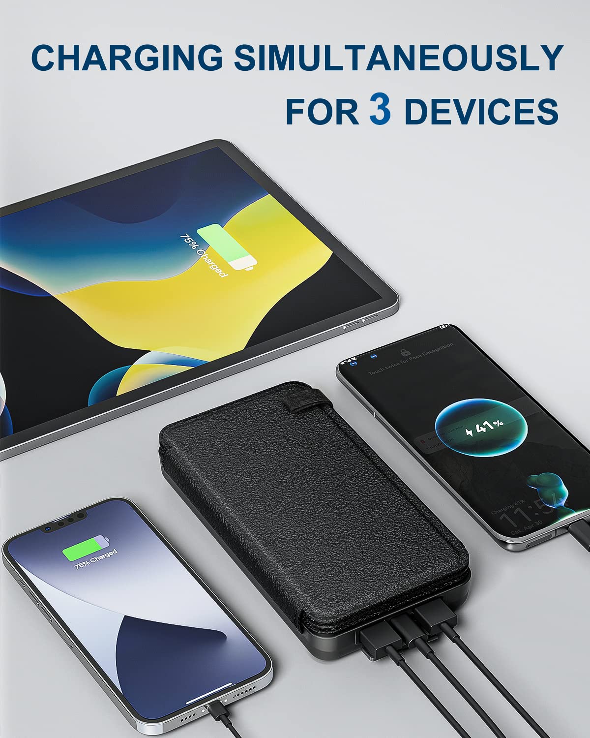 Hiluckey Solar Charger Power Bank 25000Mah Usb C Fast Charging Portable Phone Charger With 4 Solar Panels & 3 Usb Outputs For Ip