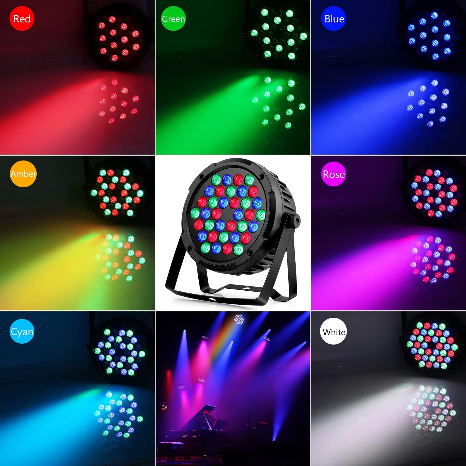 Oppsk Led Stage Par Lights   36W Rgb Dj Par Can Lights 2 Pack Sound Activated With Remote Dmx Control Uplights For Events Weddin