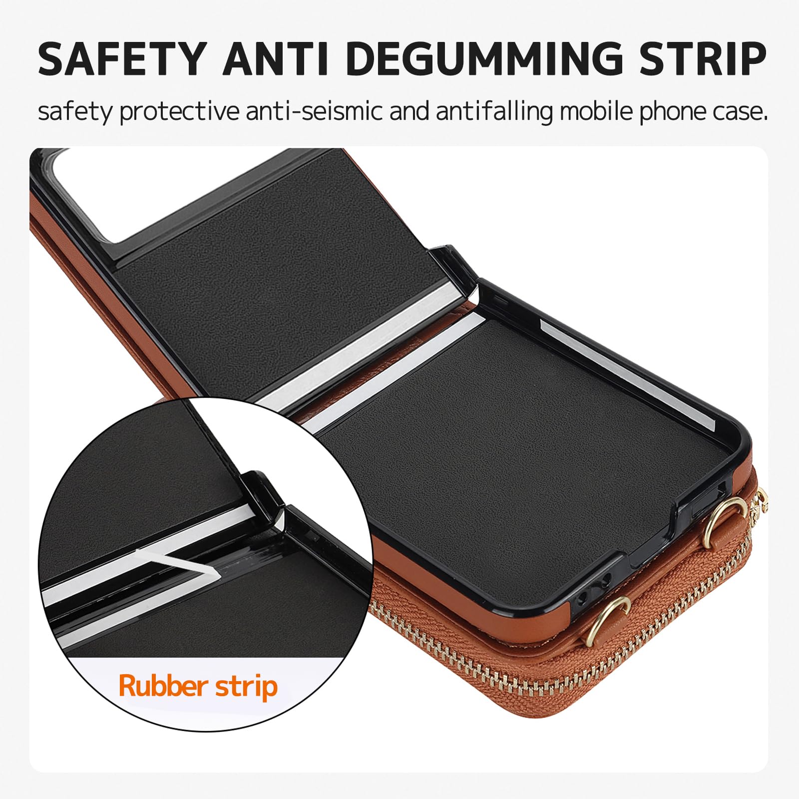 Ninki Compatible For Motorola Razr 2023 Case With Detachable Strap, Lanyard Hinge Protection Card Holder Wallet Phone Cover For