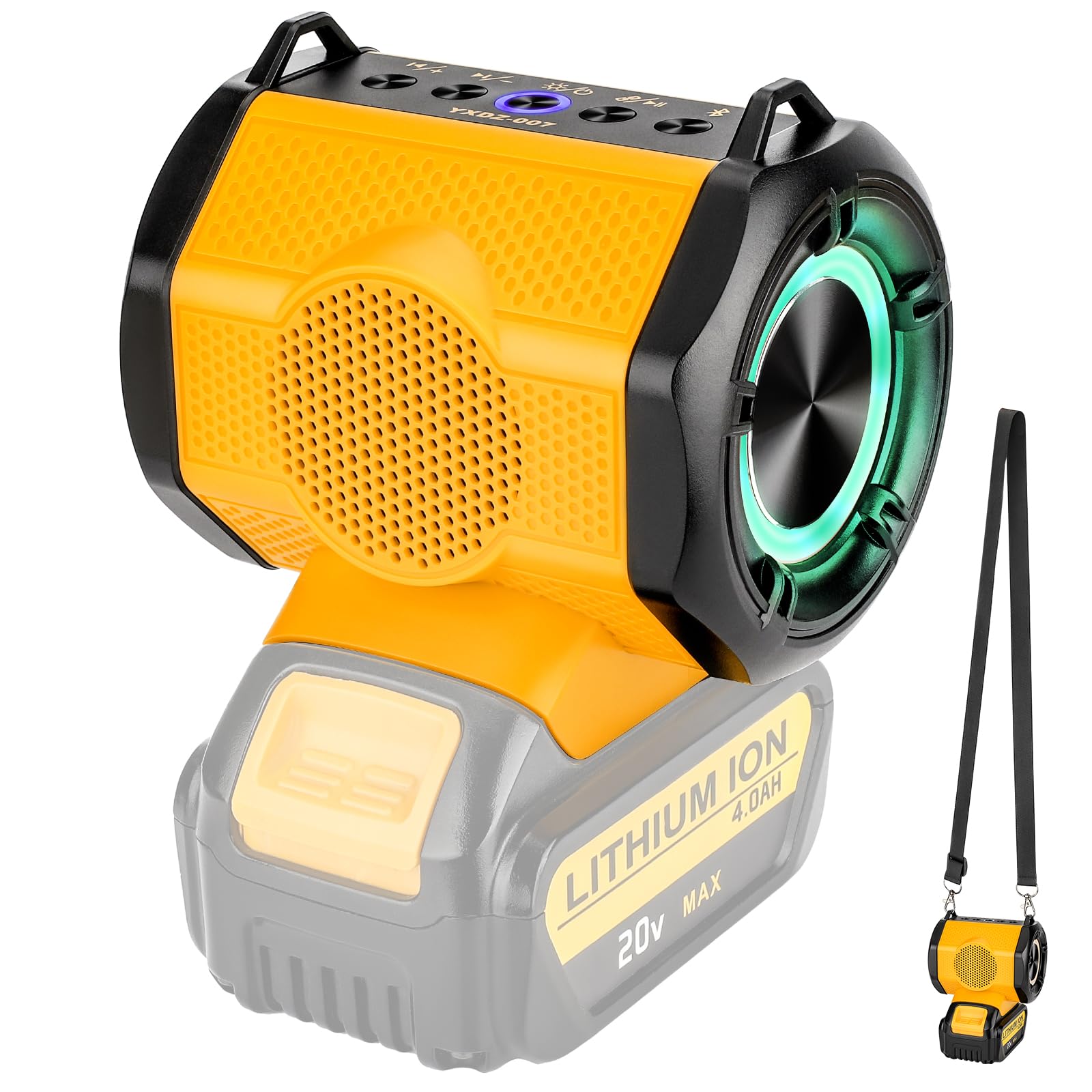 Waxpar Mini Speaker For Dewalt 20V Battery Portable Speaker Cordless Speakers 20W Loud True Wireless Stereo Speakers Hd Sound, T