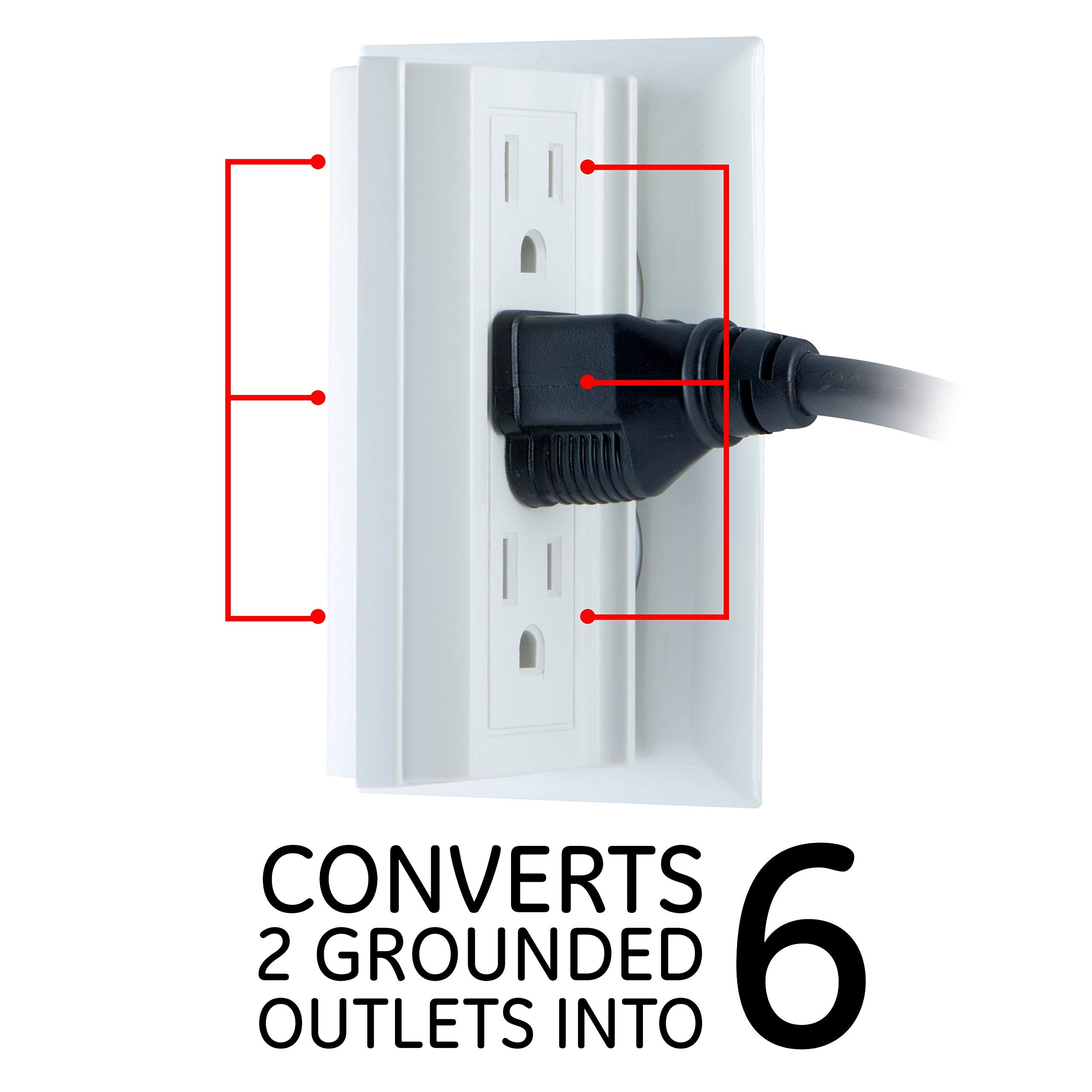 Ge 6-Outlet Extender, Side Access Wall Tap, 3-Prong, Multiple Plug, Vertical Power Splitter, Cruise Essentials, Use For Home Off