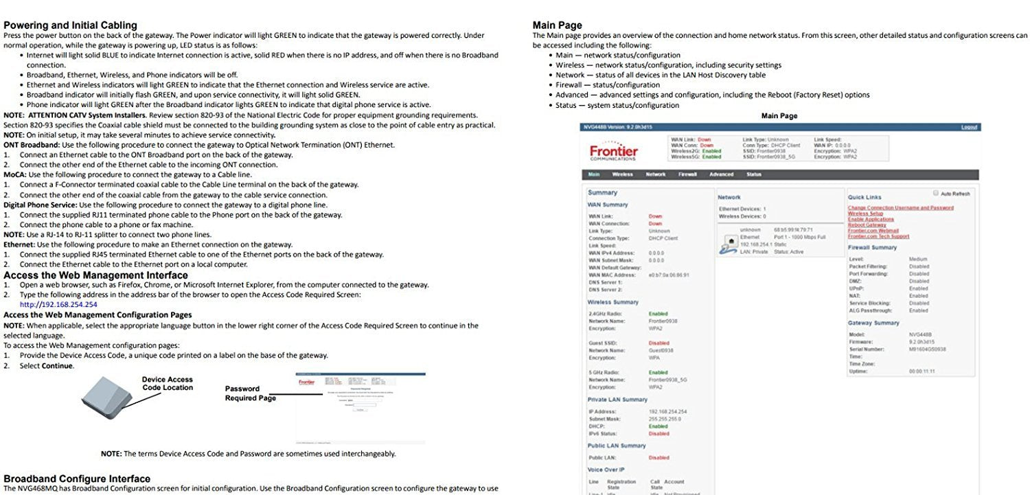 Arris Nvg468Mq 802.11Ac Wi Fi And Moca2.0 Frontier Formerly Verizon Fios Firmware Better Than G1100 Wireless Ac Wireless Gateway