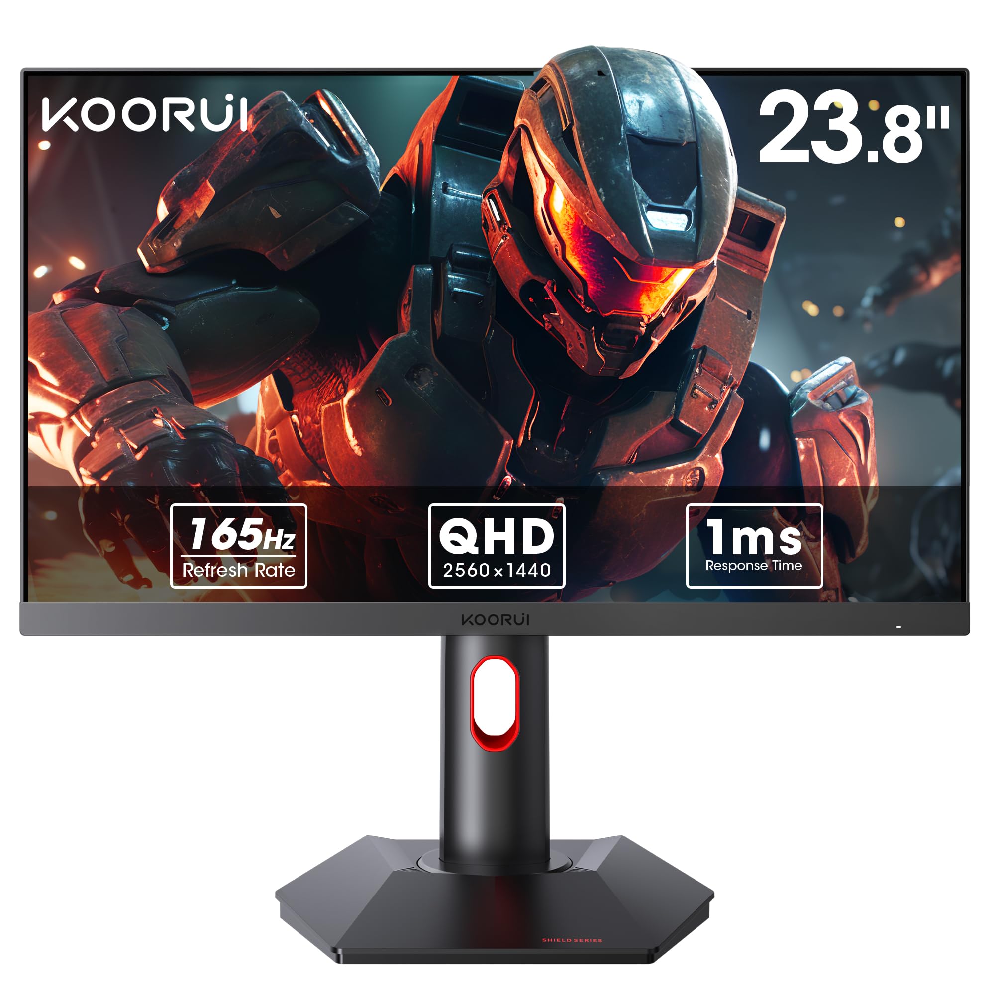 Koorui 24'' Qhd Gaming Monitor 165Hz, 1Ms, Fast Ips, 2K Display, 100% Srgb, Adaptive Sync, Height/Tilt/Pivot Adjustment, Hdmi, D
