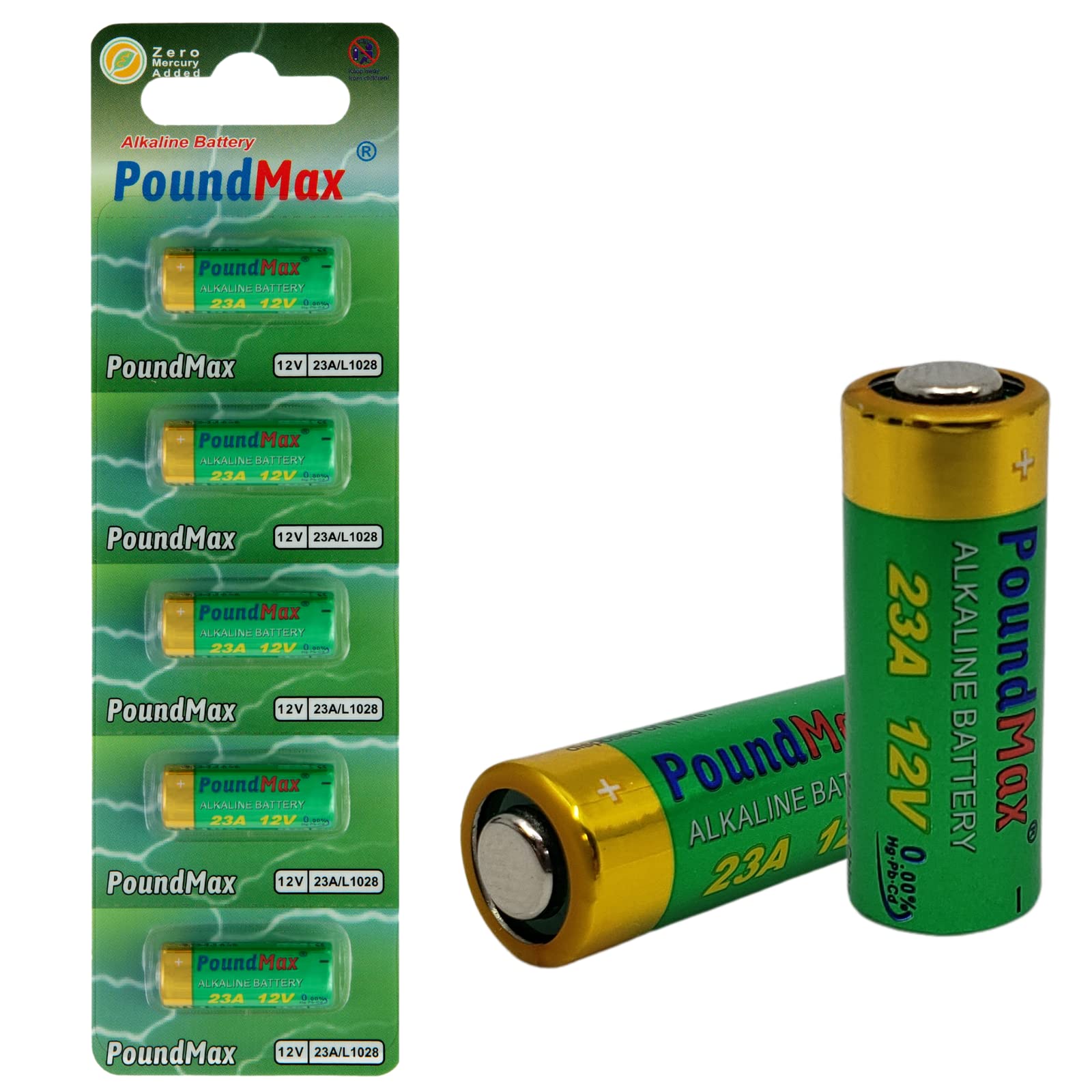 PoundMax 23A / L1028 Batteries 12v Alkaline Battery Combo Pack - 5 Count