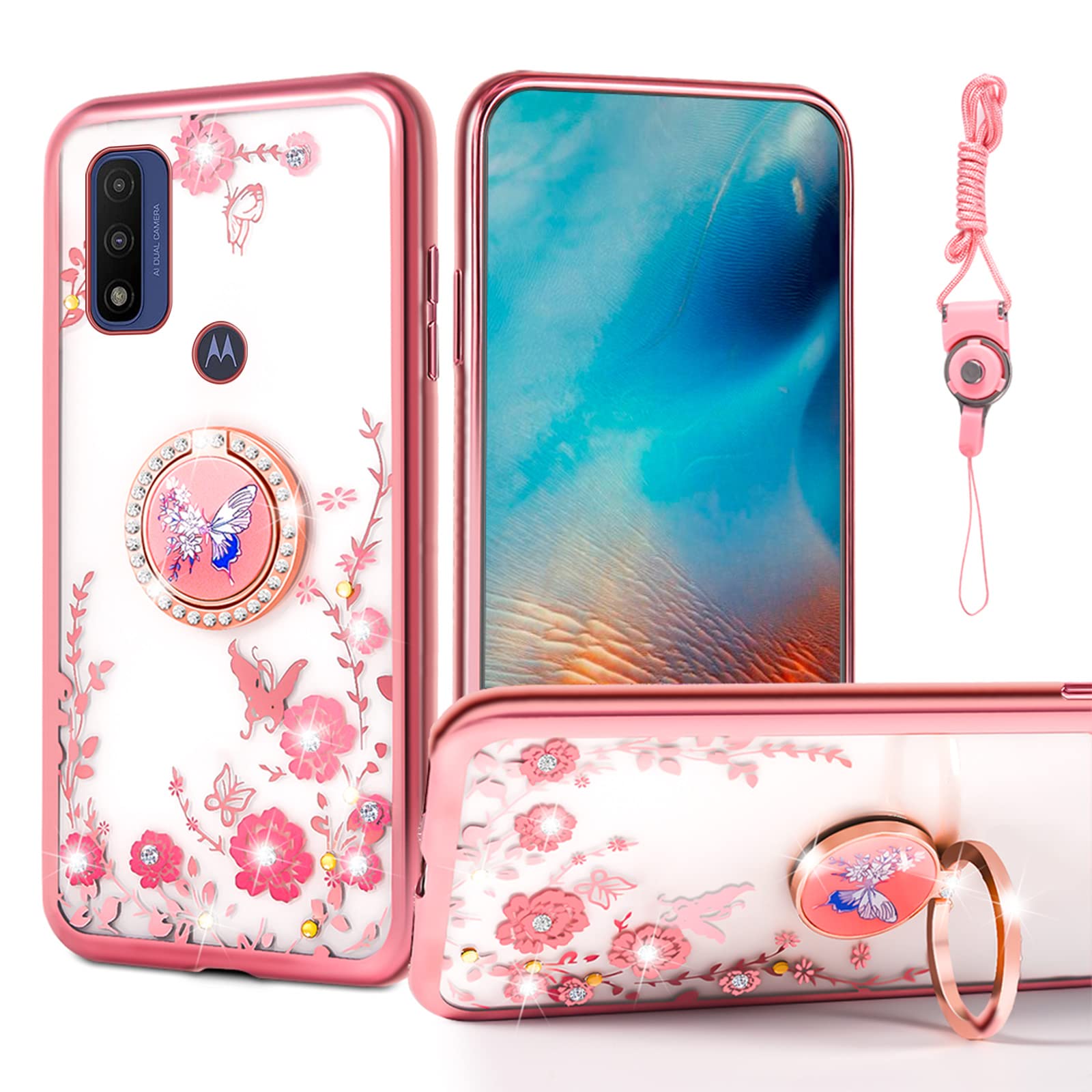 Case For Moto G Power 2022/Motorola G Play (2023), Moto G Pure 2021 Phone Case Cute Flower Butterfly Shockproof Protective Cover