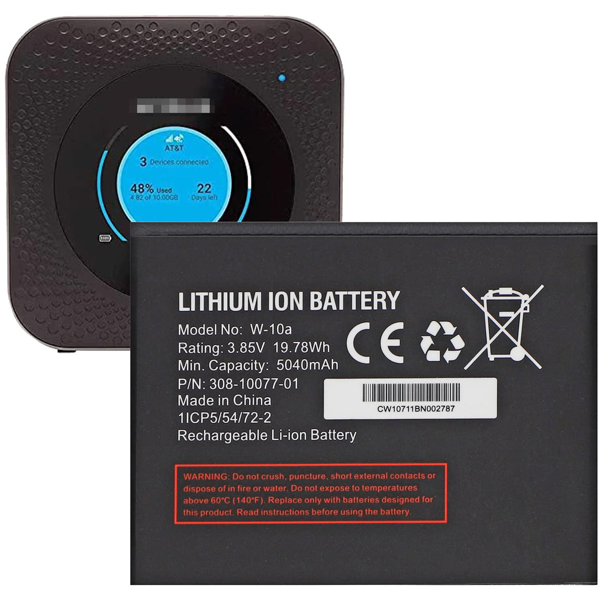 Asdawn 5040Mah W-10A Battery Replacement For Netgear Mr1100 At&T Nighthawk M1 Lte Mobile Hotspot Router, (W-10 = W-10A) Model No