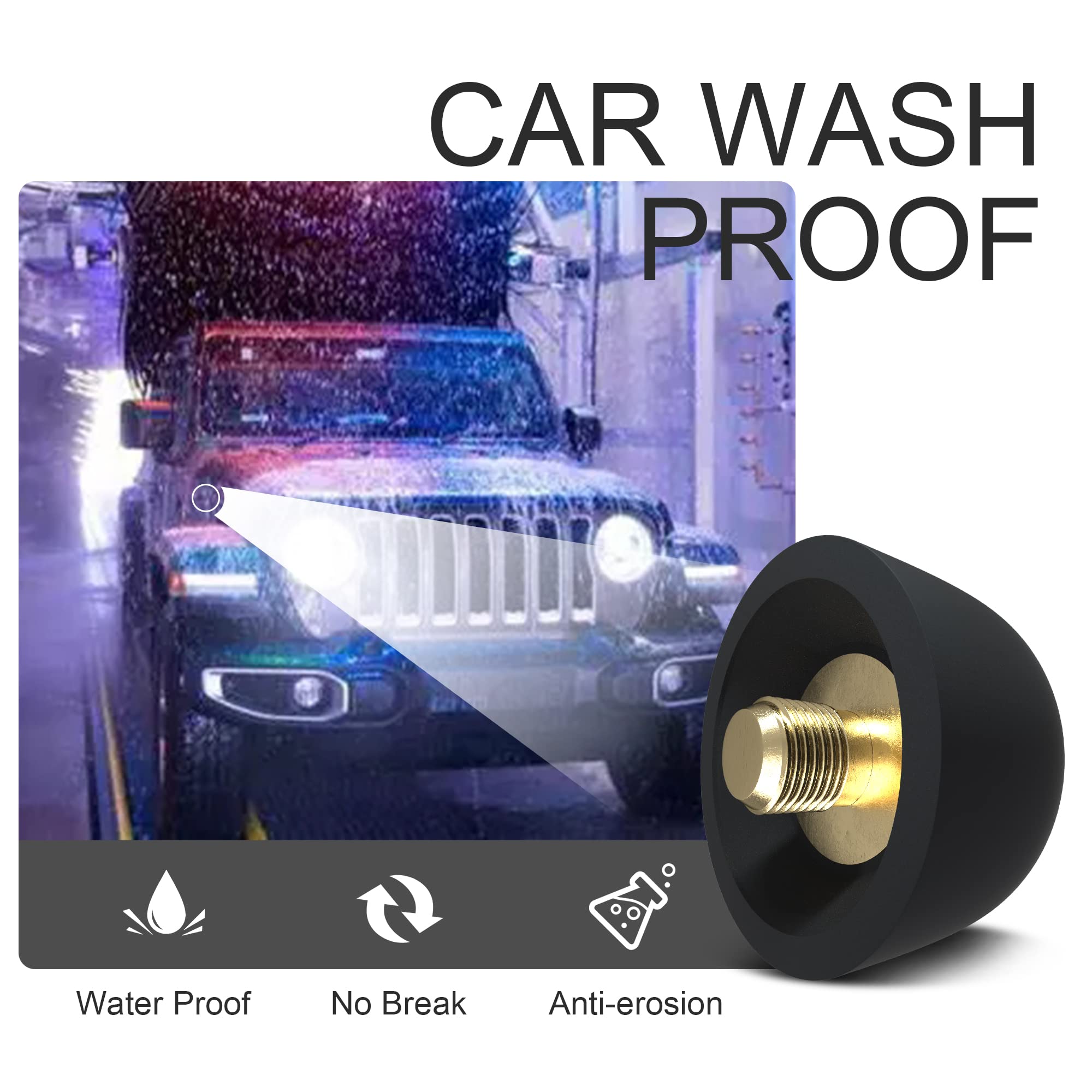 Basiker Antenna Delete Cap Fit For Jeep Wrangle Gladiator Jk Jl Rubicon Sport Unlimited 4Xe Willys Mojave, Car Wash Proof Jeep Antenna Cover Antenna Delete, Jeep Accessories