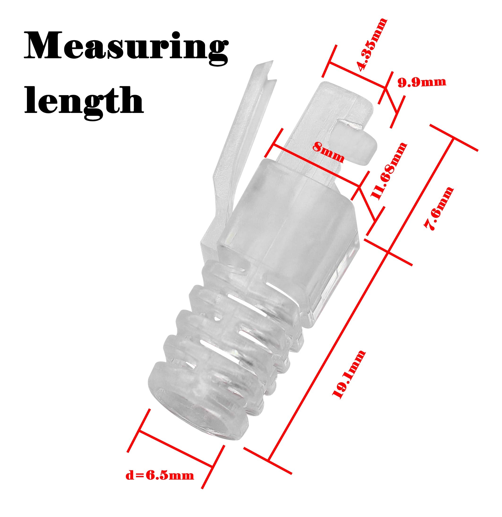 Gelrhonr 100 Pcs Rj45 Cat6 Strain Relief Boots Connector For Standard Cat6 Cat6A Ethernet Cable Lan Cable Connector Boot Cover For Various Diameter Lan Cable Clear