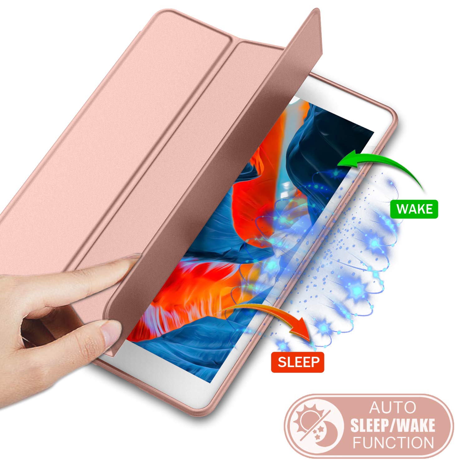 Imieet Ipad 9Th Generation Case 2021/Ipad 8Th Generation Case 2020 10.2 Inch With Pencil Holder, Ipad 7Th Gen 2019 Case With Soft Baby Skin Silicone Back, Auto Wake/Sleep Cover (Rose Gold)