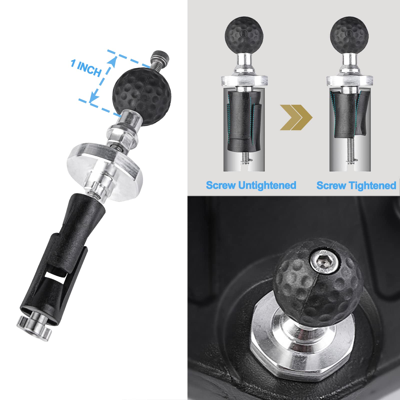 Imestou Motorcycle Fork Stem Mount 1 Inch Ball Base Adapter Suitable For Ram B Size Phone Mounts, Fits For 12-30Mm Stem Holes, W