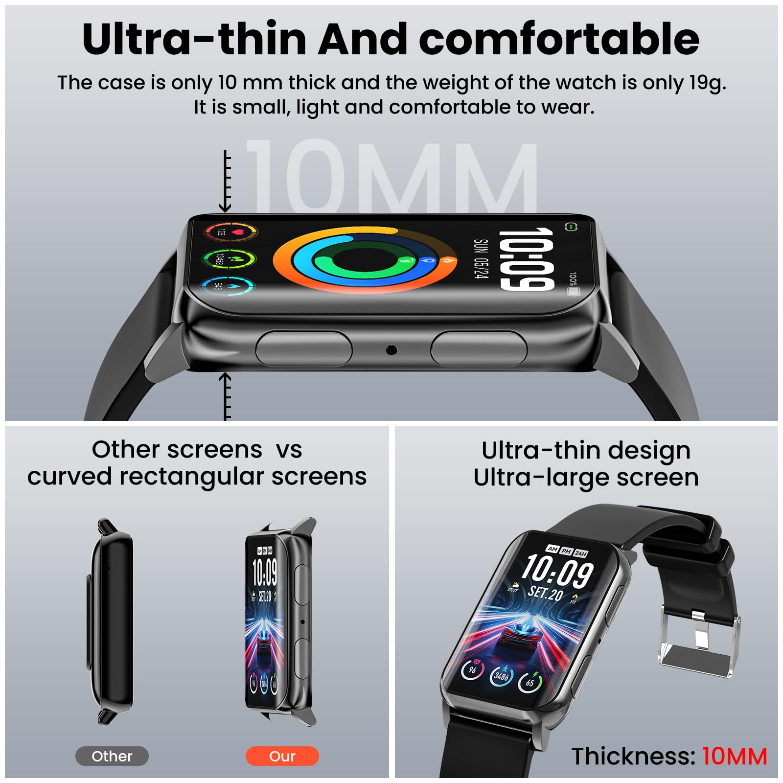 Smart Watch For Men Women (Answer/Make Calls), 1.57'' Curved Screen Fitness Tracker Ip68 Waterproof With 24/7 Heart Rate/Sleep M