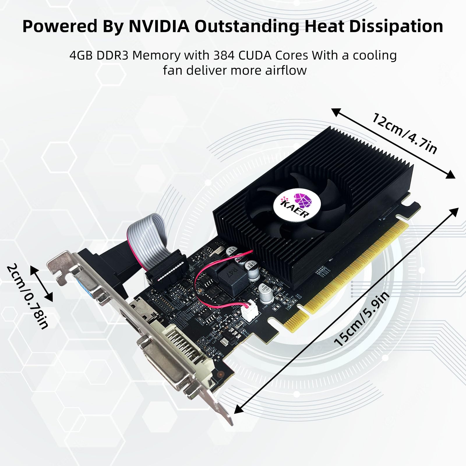 Kaer Gt 730 Graphics Card, 4Gb Ddr3, Directx 11 128 Bit, Vga/Dvi D/Hdmi, Pci Express 2.0 X 16, Nvidia Video Card, Computer Gpu