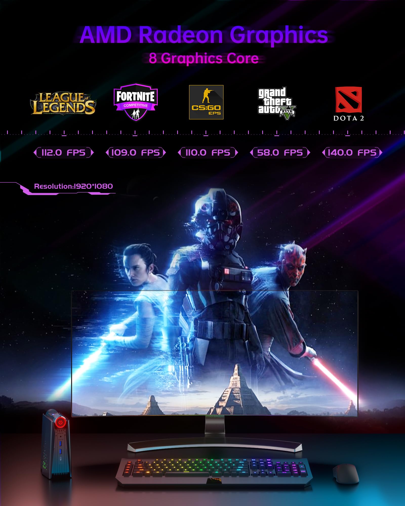 Acemagician [Gaming Pc] Ryzen Mini Pc, Amd Ryzen 7 5700U(Up To 4.3Ghz) 16Gb Ddr4 512Gb Nvme Ssd Mini Desktop Computer, Mini Comp