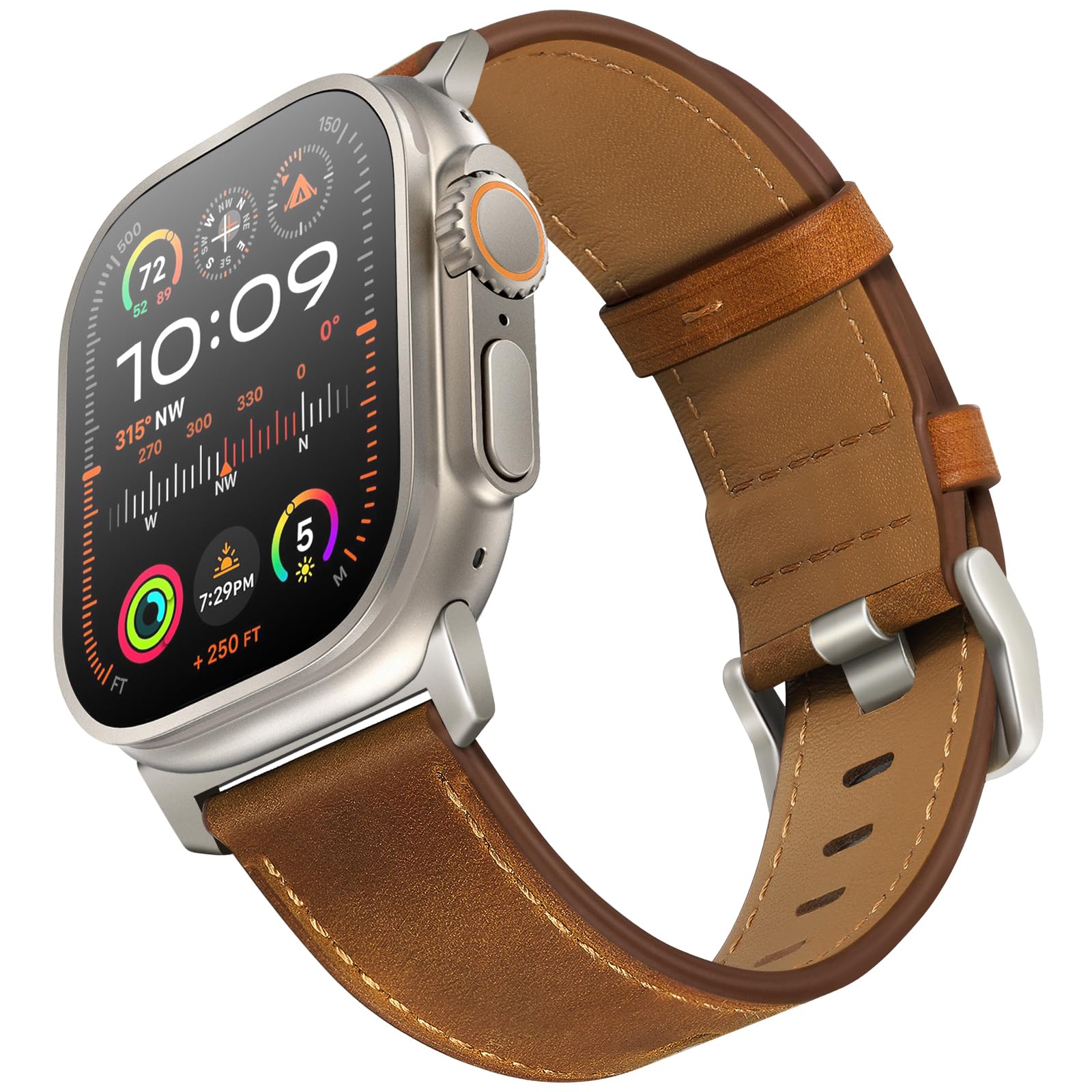Uupwpokt Compatible With Apple Watch Ultra 2 / Ultra Band 49Mm 45Mm 44Mm 42Mm Men Women, Top Grain Genuine Leather Band Strap Fo