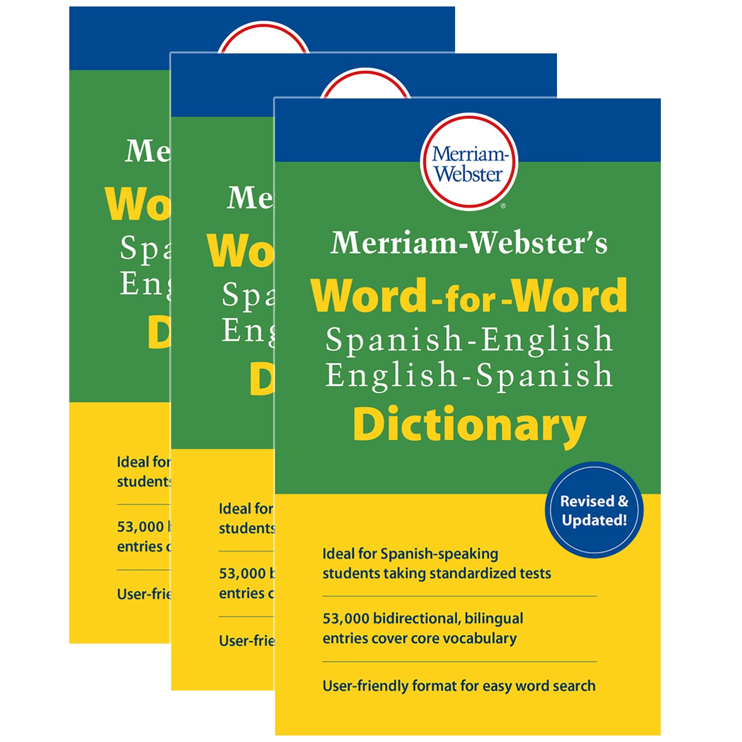 Merriam-Webster Merriam-Websters Word-for-Word Spanish-English Dictionary, Pack of 3