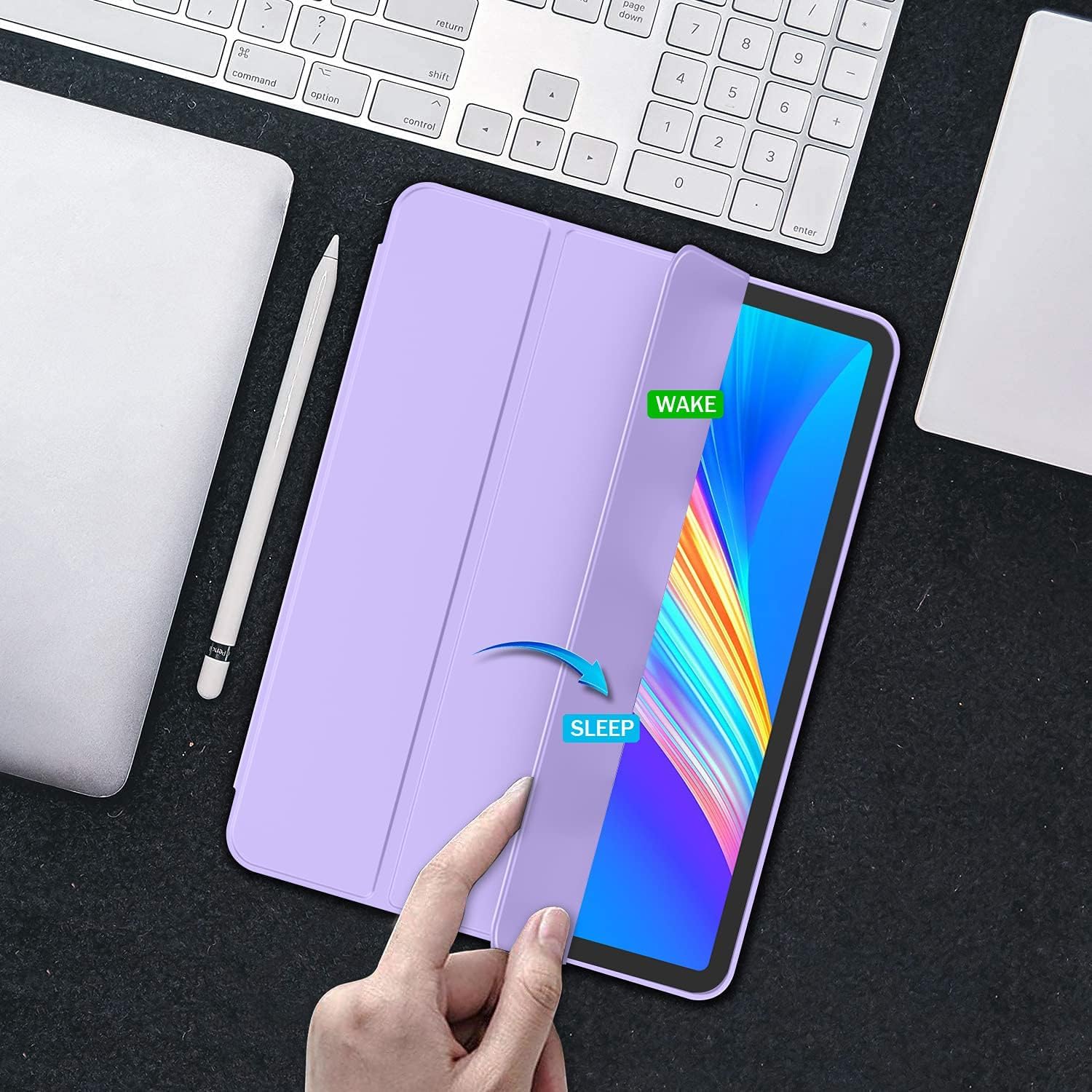 Imieet For Ipad Pro 11 Inch Case M4 2024 (5Th Generation) With Pencil Holder, [Support Pencil Pro And Pencil (Usb C)], Trifold Stand Smart Case With Soft Tpu Back, Auto Wake/Sleep (Clove Purple)